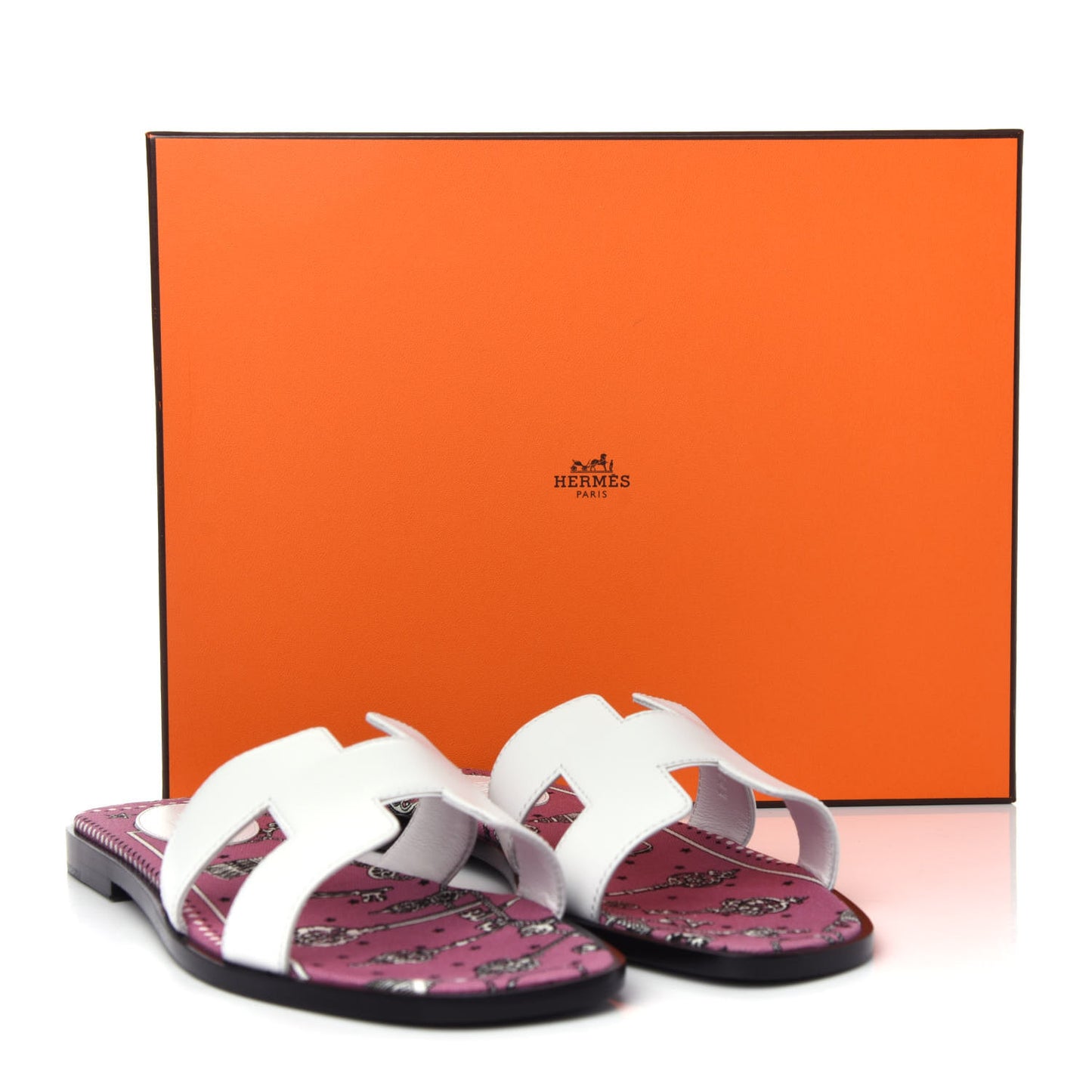 Box Calfskin Bois De Rose Oran Sandals 37.5 White