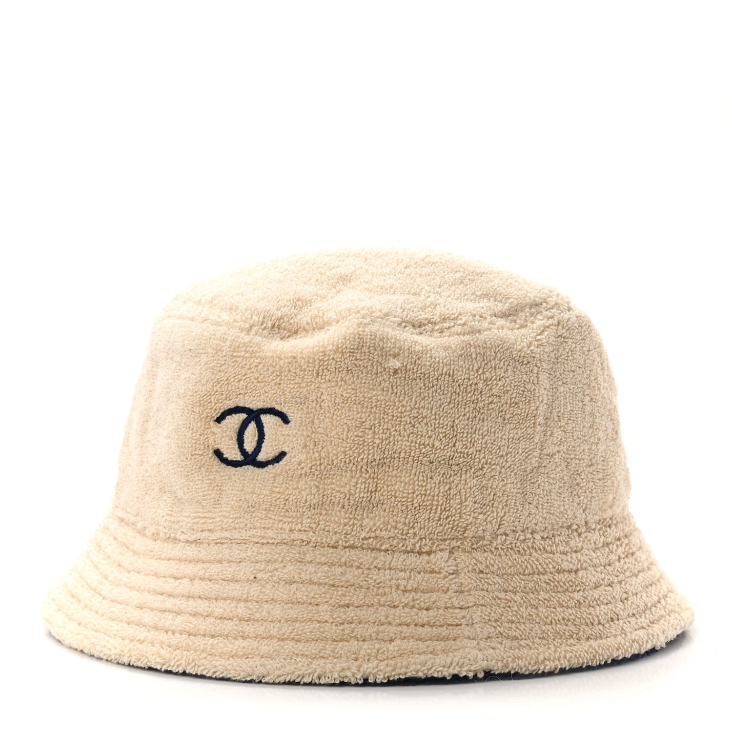 100% AUTHENTIC CHANEL TERRY BUCKET HAT Chanel Terry Cloth Bucket Hat M White Black 1827437  main image 3