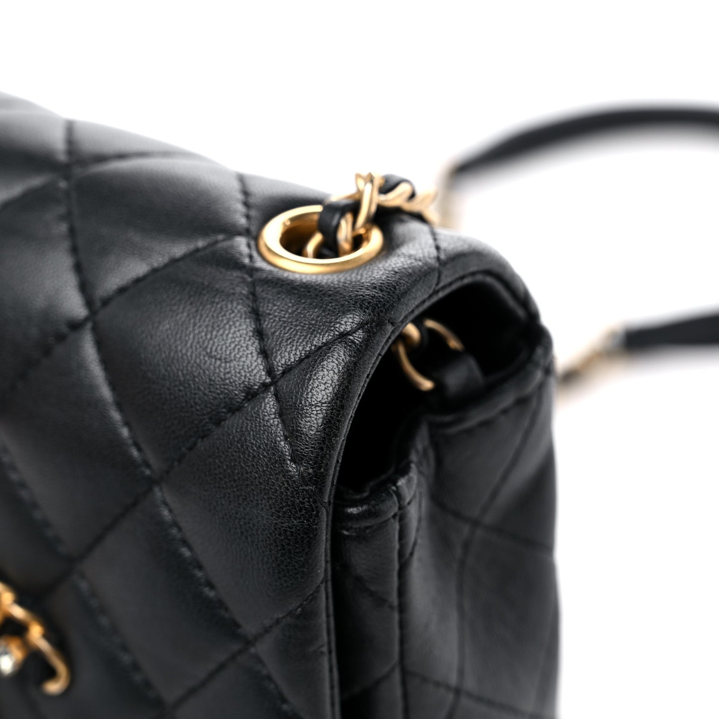 Lambskin Quilted Crystal CC Mini Flap Black
