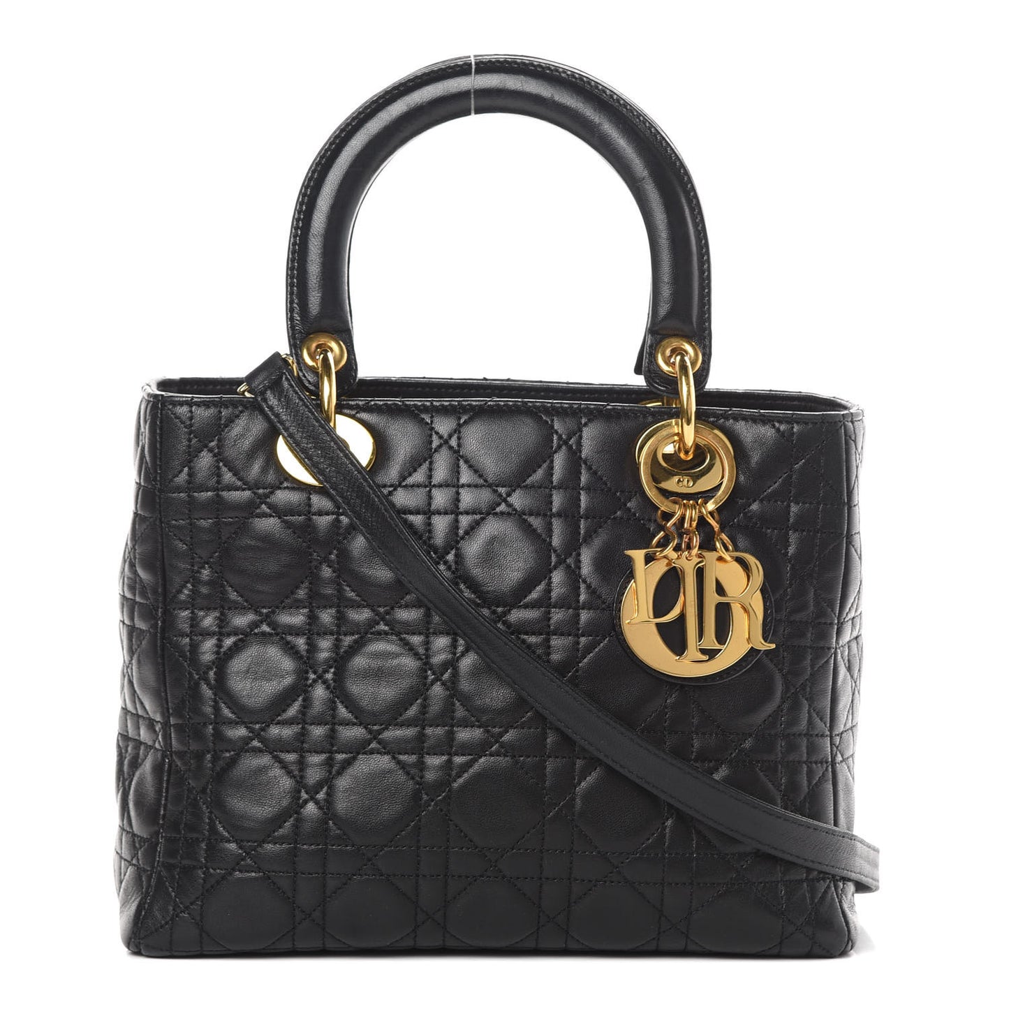Lambskin Cannage Medium Lady Dior Black