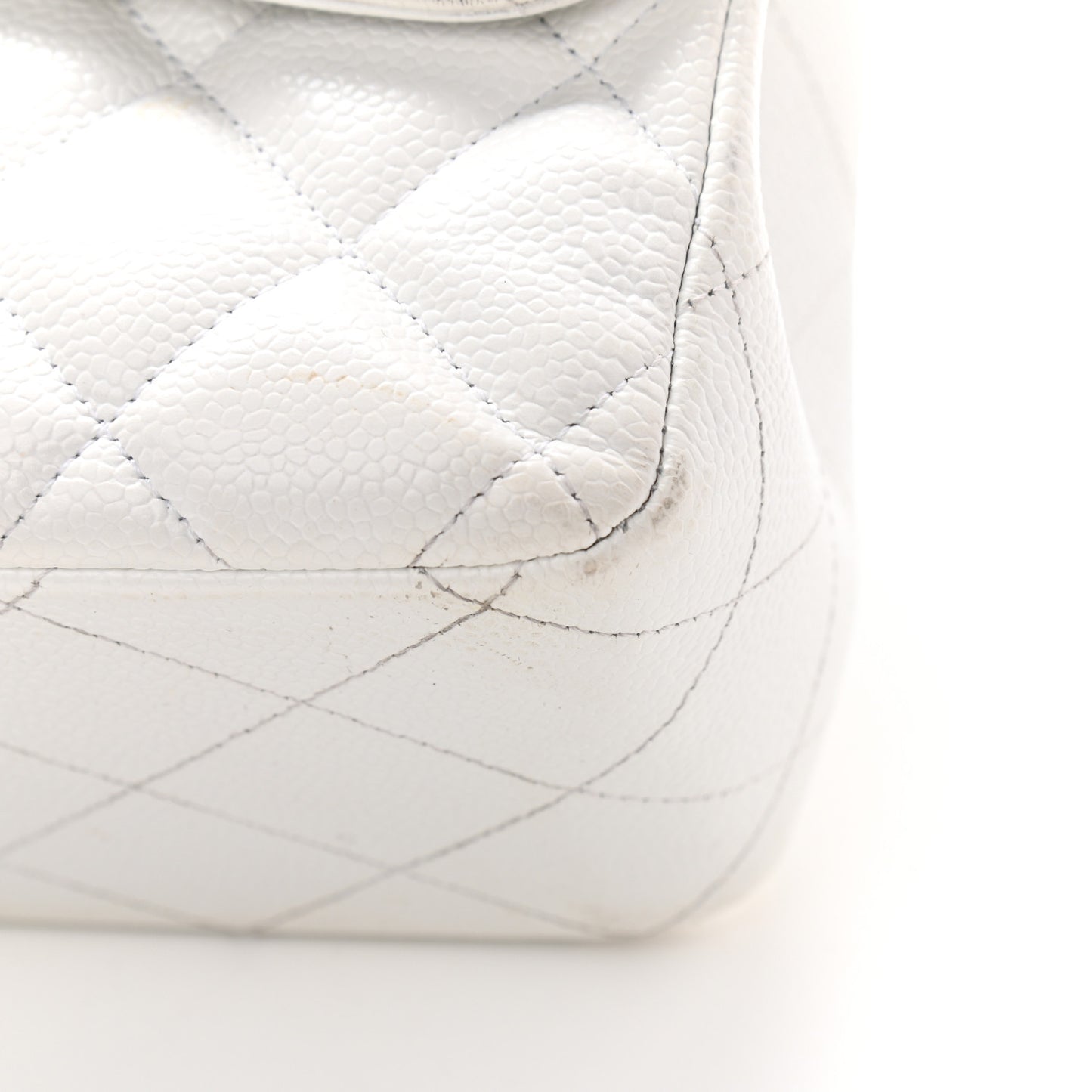 Caviar Quilted Jumbo Double Flap White