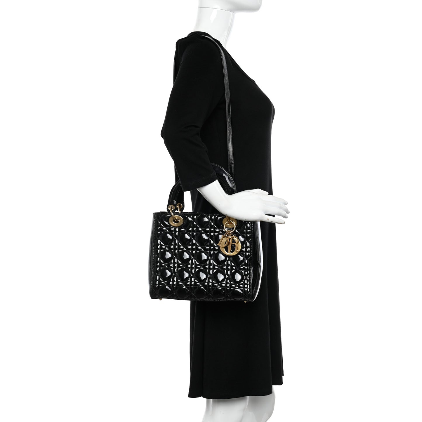 Patent Cannage Medium Lady Dior Black