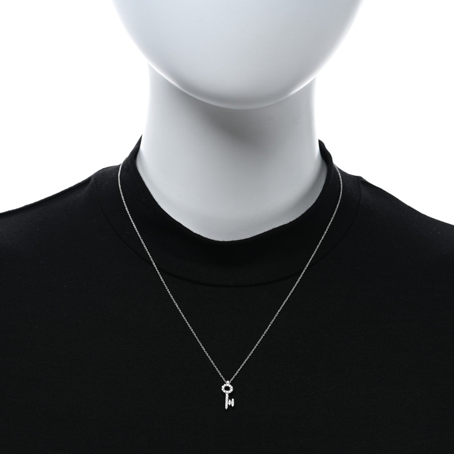 18K White Gold Diamond Tiny Treasures Baby Key Pendant Necklace