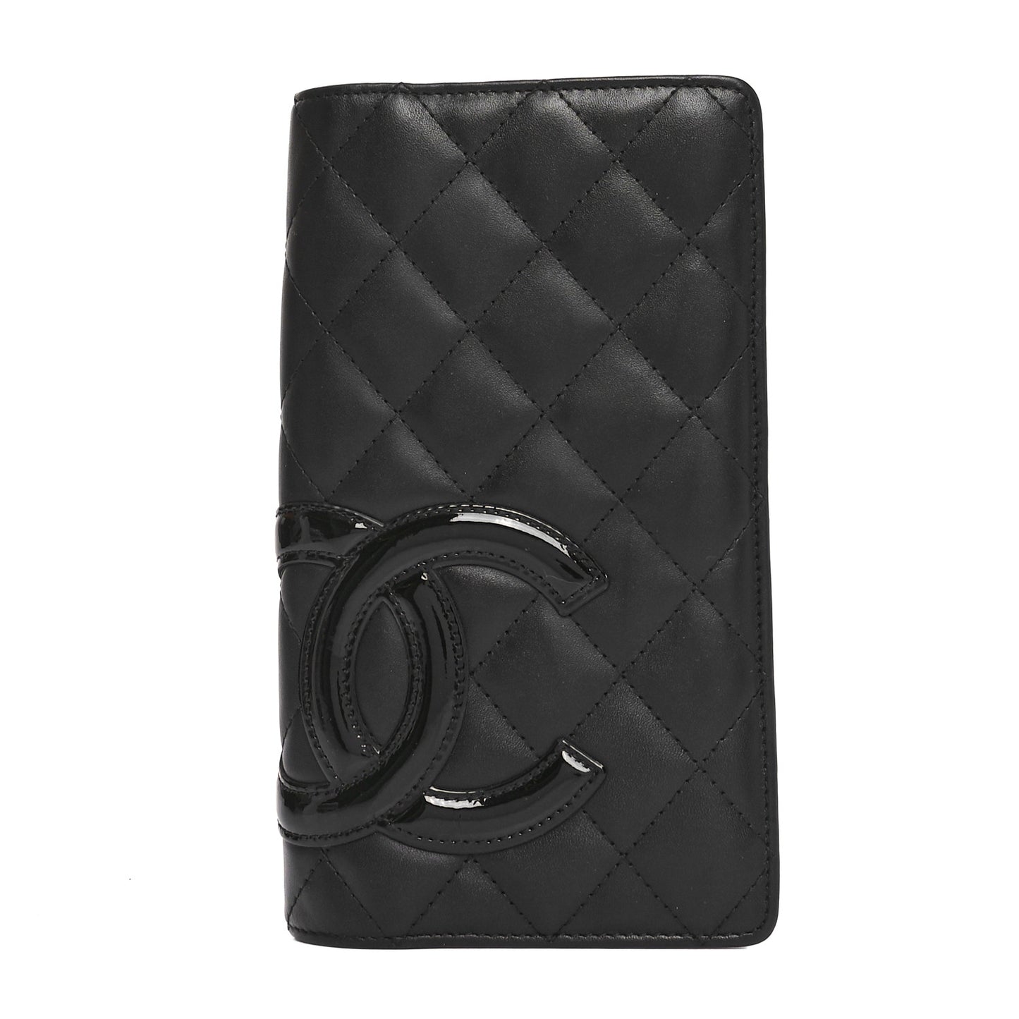 Calfskin Quilted Cambon Yen Wallet Black