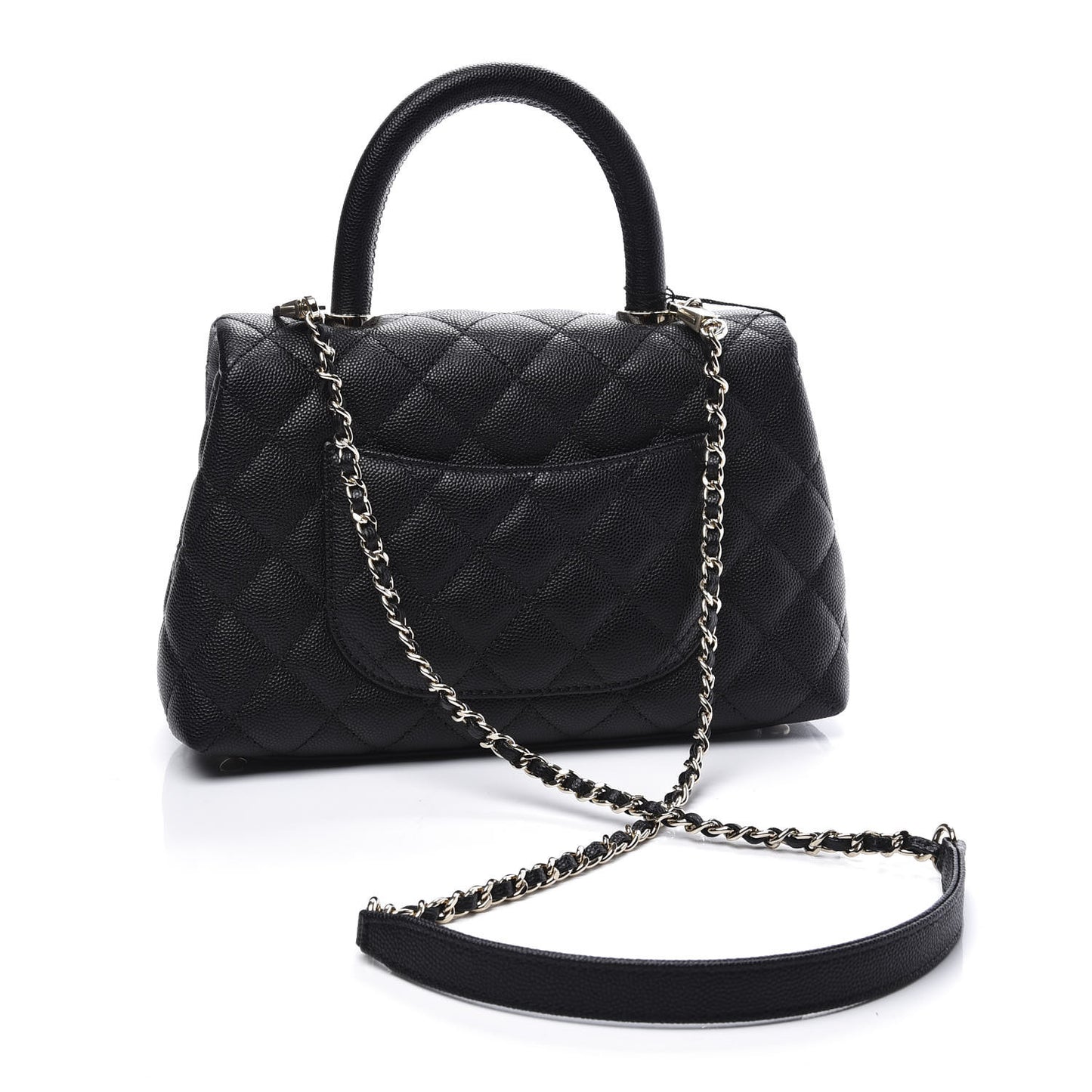 Caviar Quilted Mini Coco Handle Flap Black