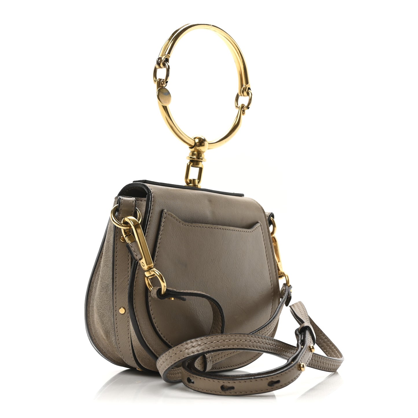 Calfskin Suede Small Nile Bracelet Bag Motty Grey