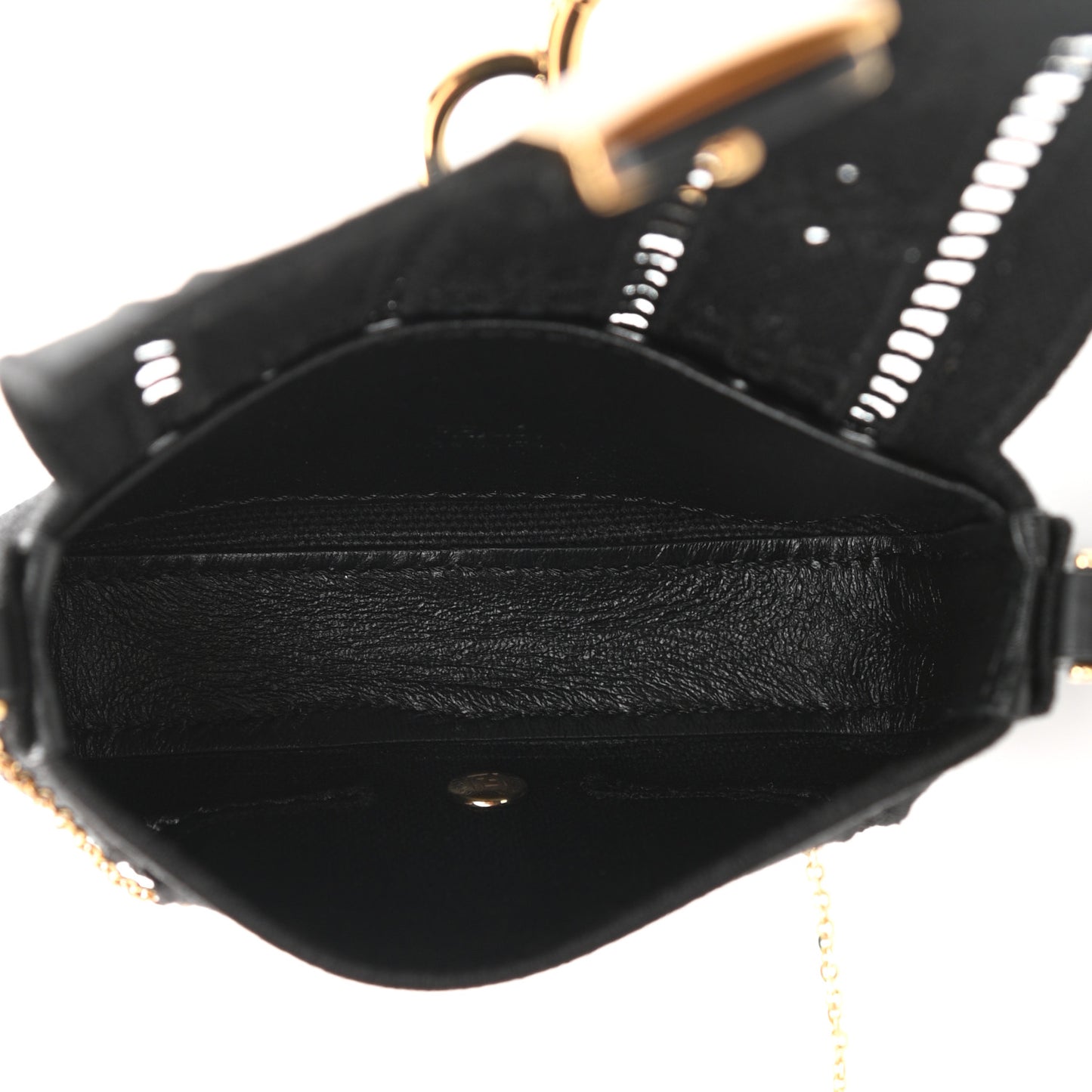 Canvas Embroidered Nano Baguette Charm Black