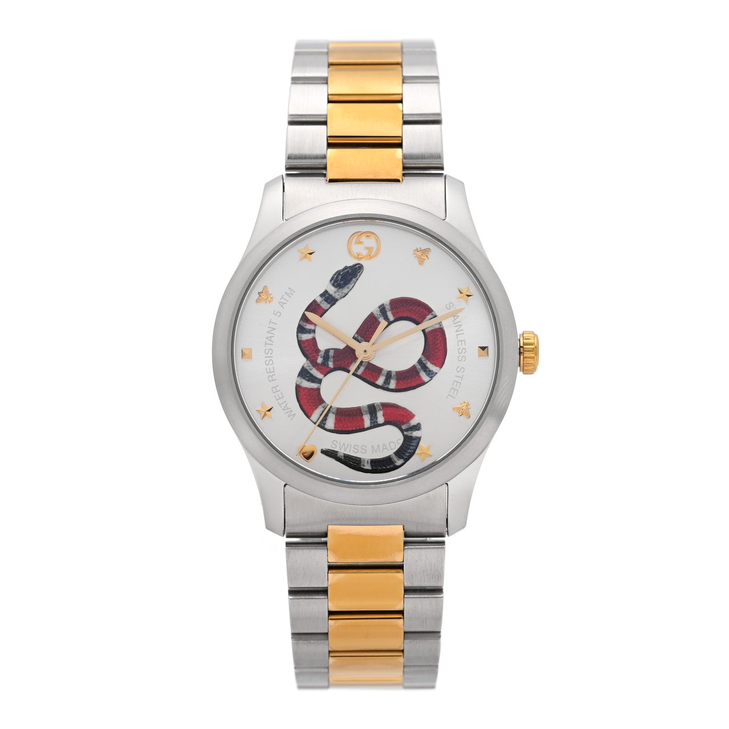Gucci Stainless Steel 38mm G-Timeless Two Tone Snake Quartz Watch