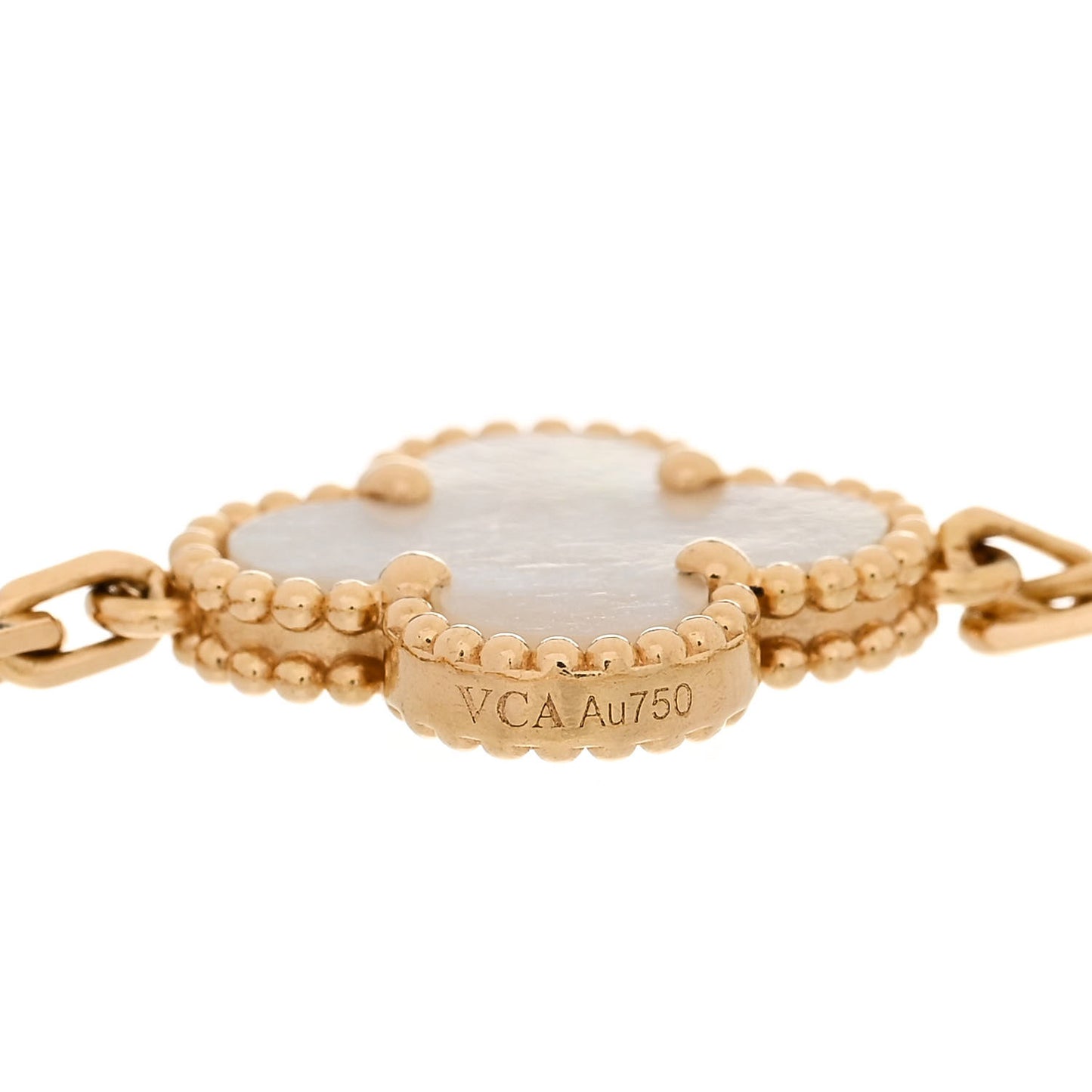 18K Yellow Gold Mother of Pearl 5 Motifs Vintage Alhambra Bracelet