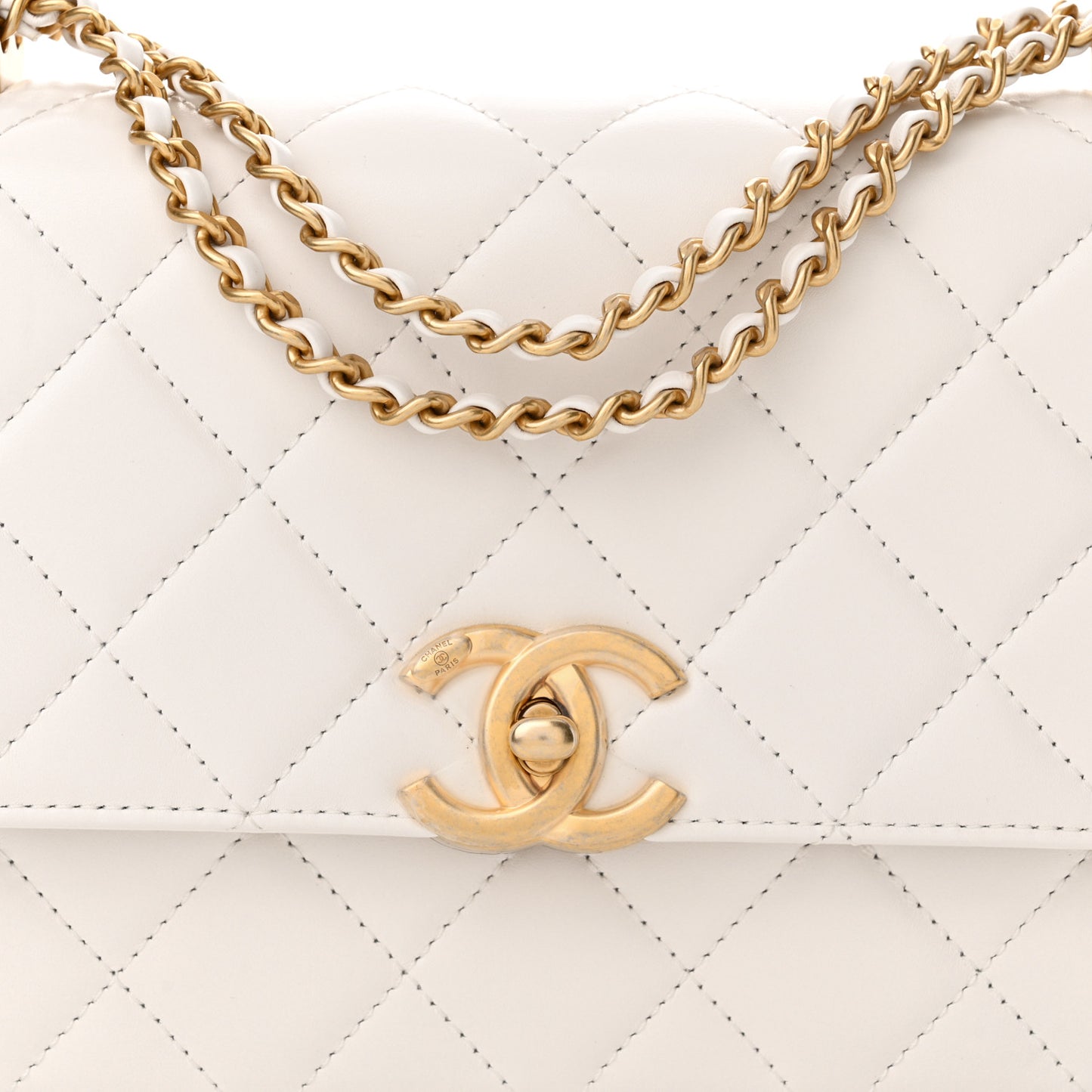 Calfskin Quilted Perfect Fit Flap White