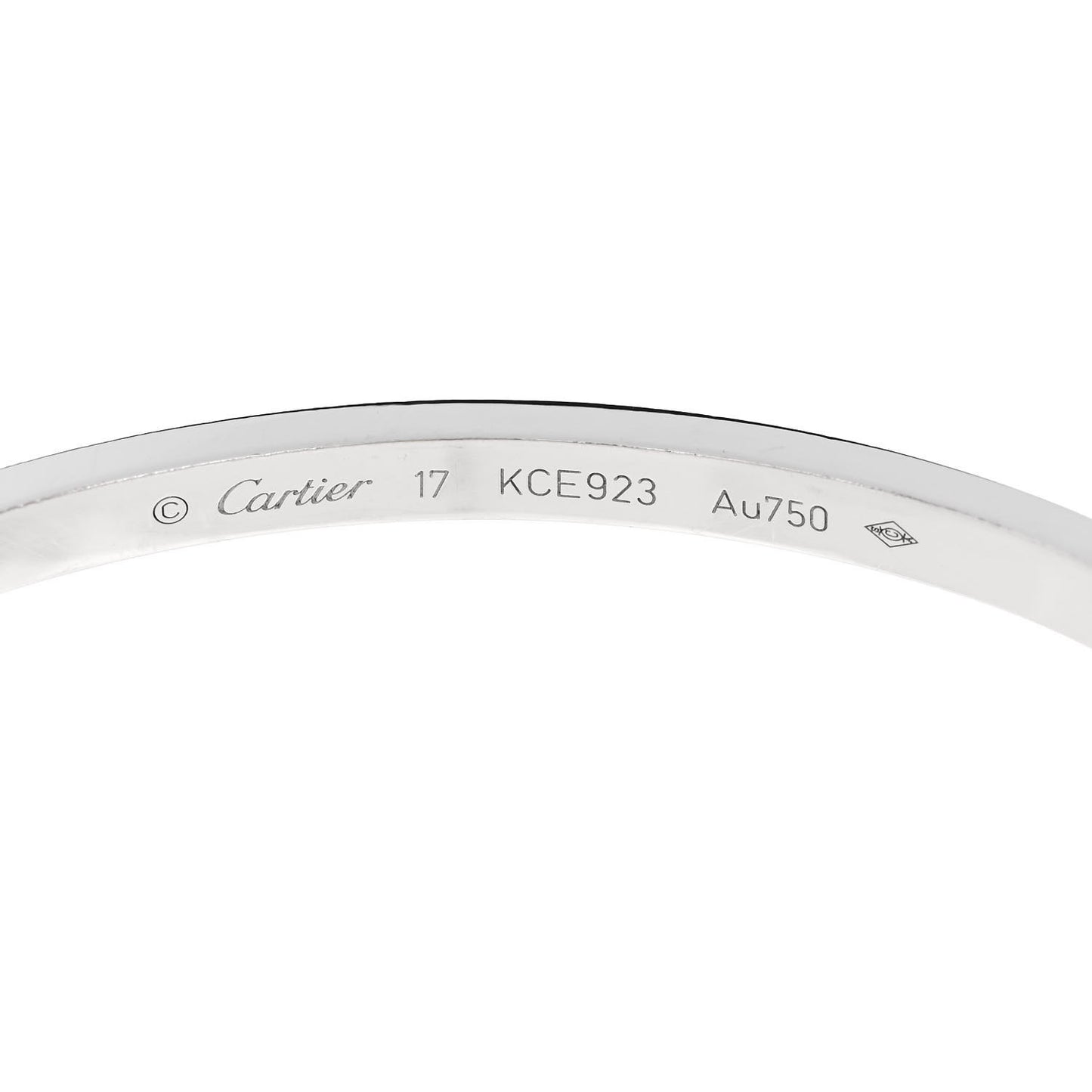 18K White Gold 6 Diamond Small LOVE Bracelet 17