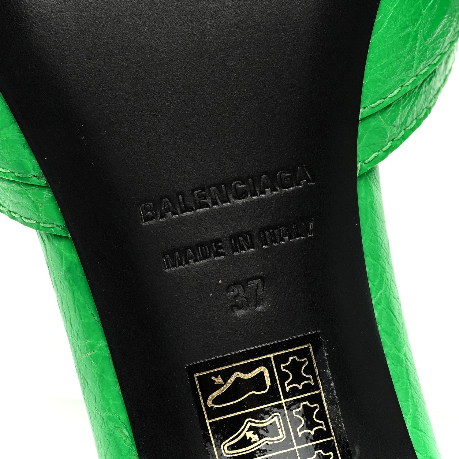 Balenciaga Agneau Arena Cagole 50mm Slide Sandals 37 Vivd Green 6 of 7