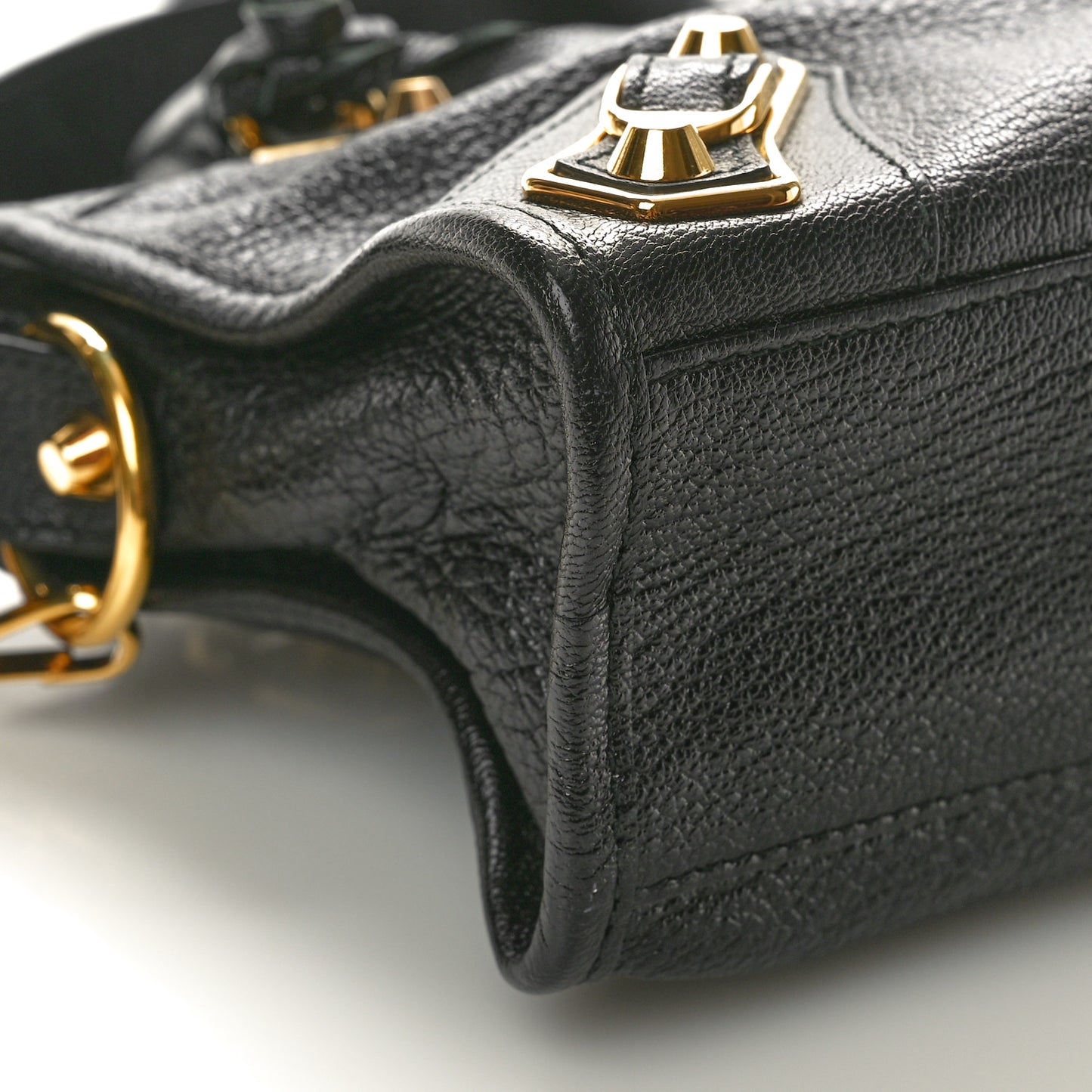 Chevre Gold Metallic Edge Hardware Mini City Black