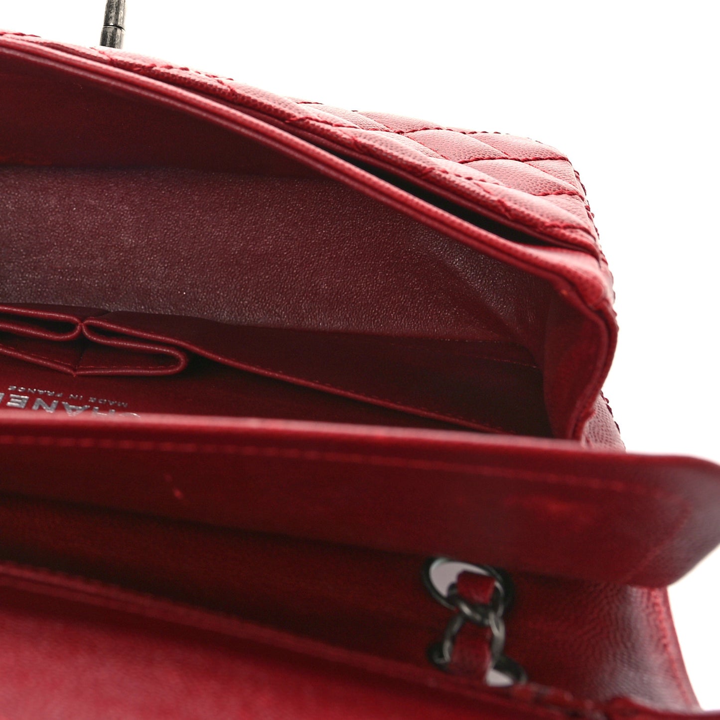 Caviar Quilted Medium Double Flap Dark Red