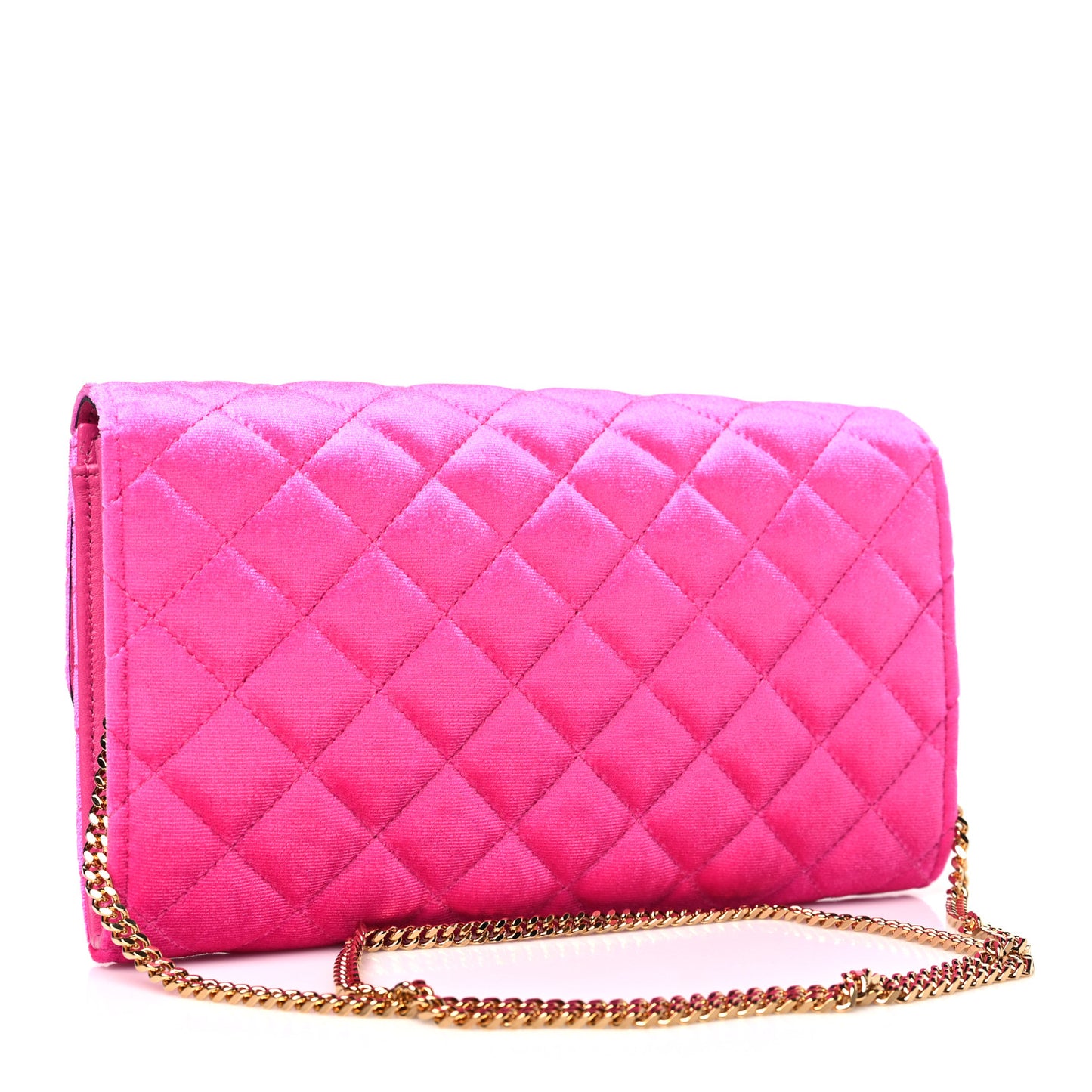 Velvet Quilted Medusa Wallet On Chain Pink