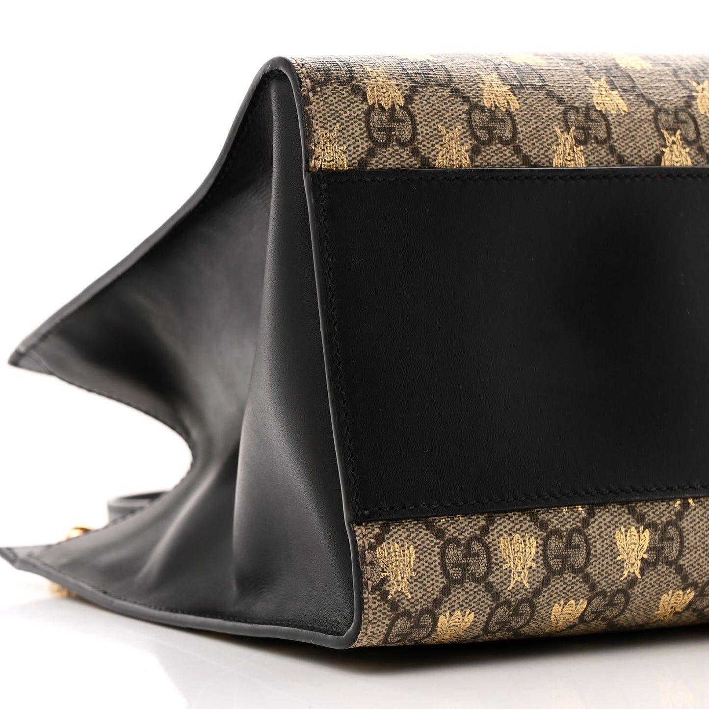 GG Supreme Monogram Bees Medium Padlock Tote Beige Oro Black
