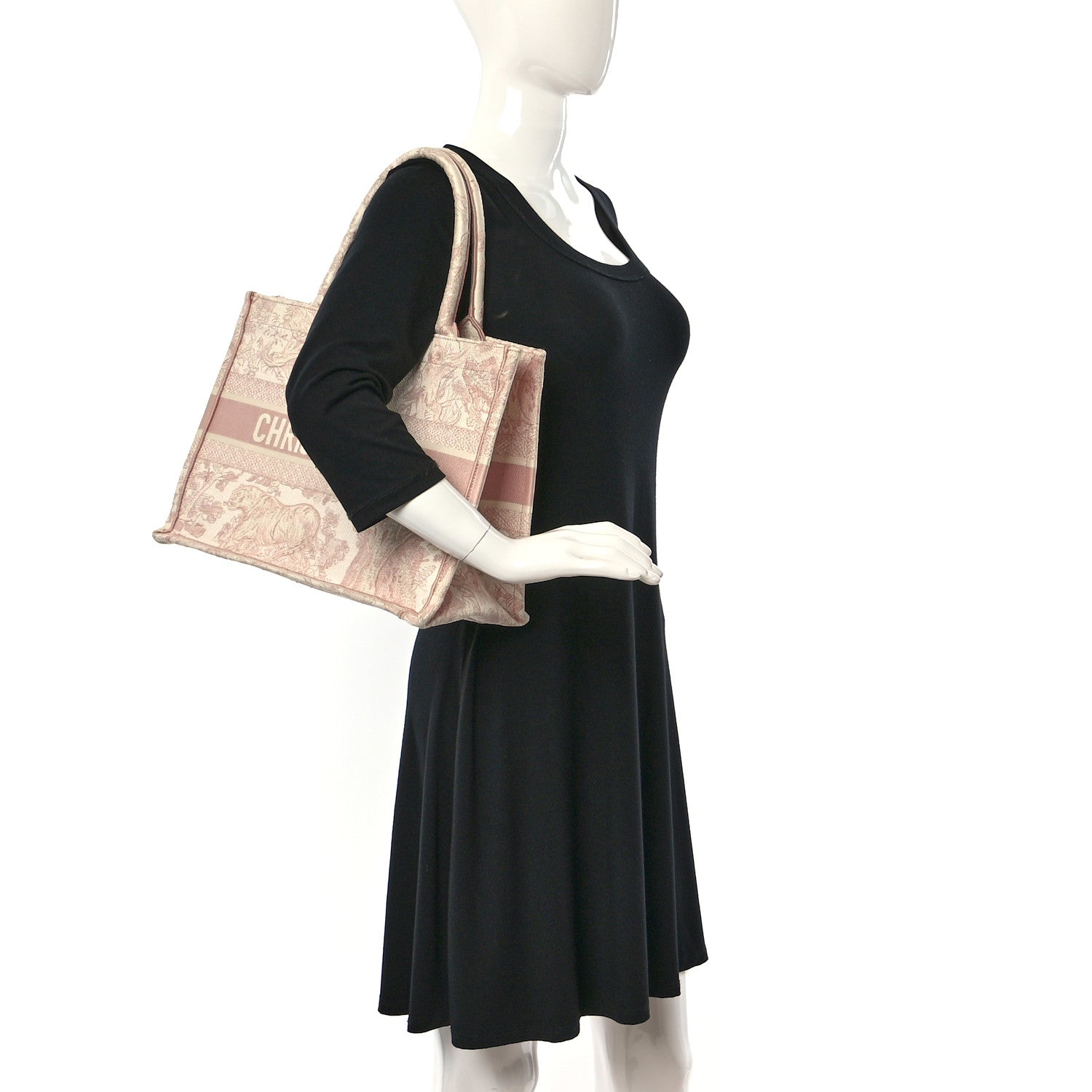 Christian Dior Canvas Toile De Jouy Embroidered Medium Book Tote Pink 2 of 9