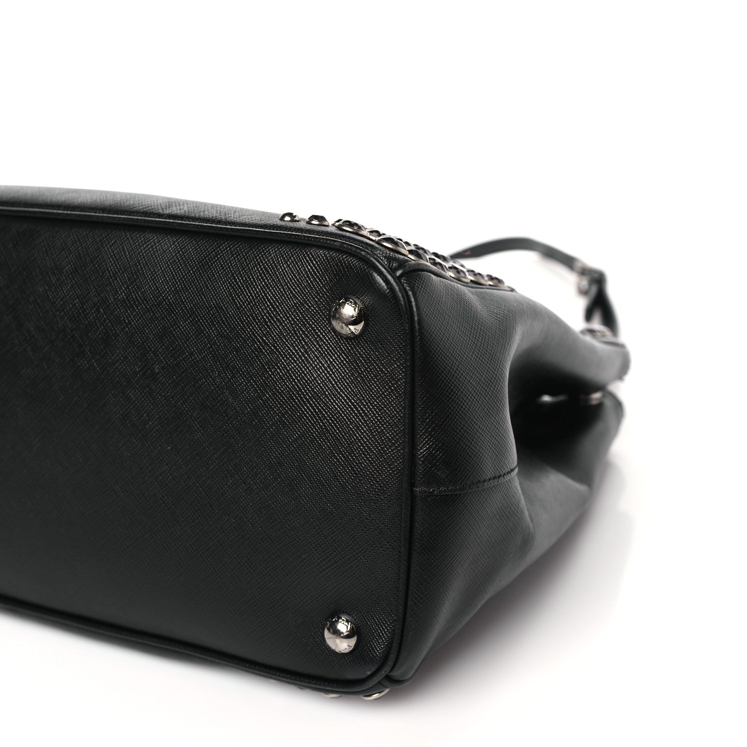 Prada Saffiano Lux Studded Crystal Medium Galleria Double Zip Tote Black 8 of 8