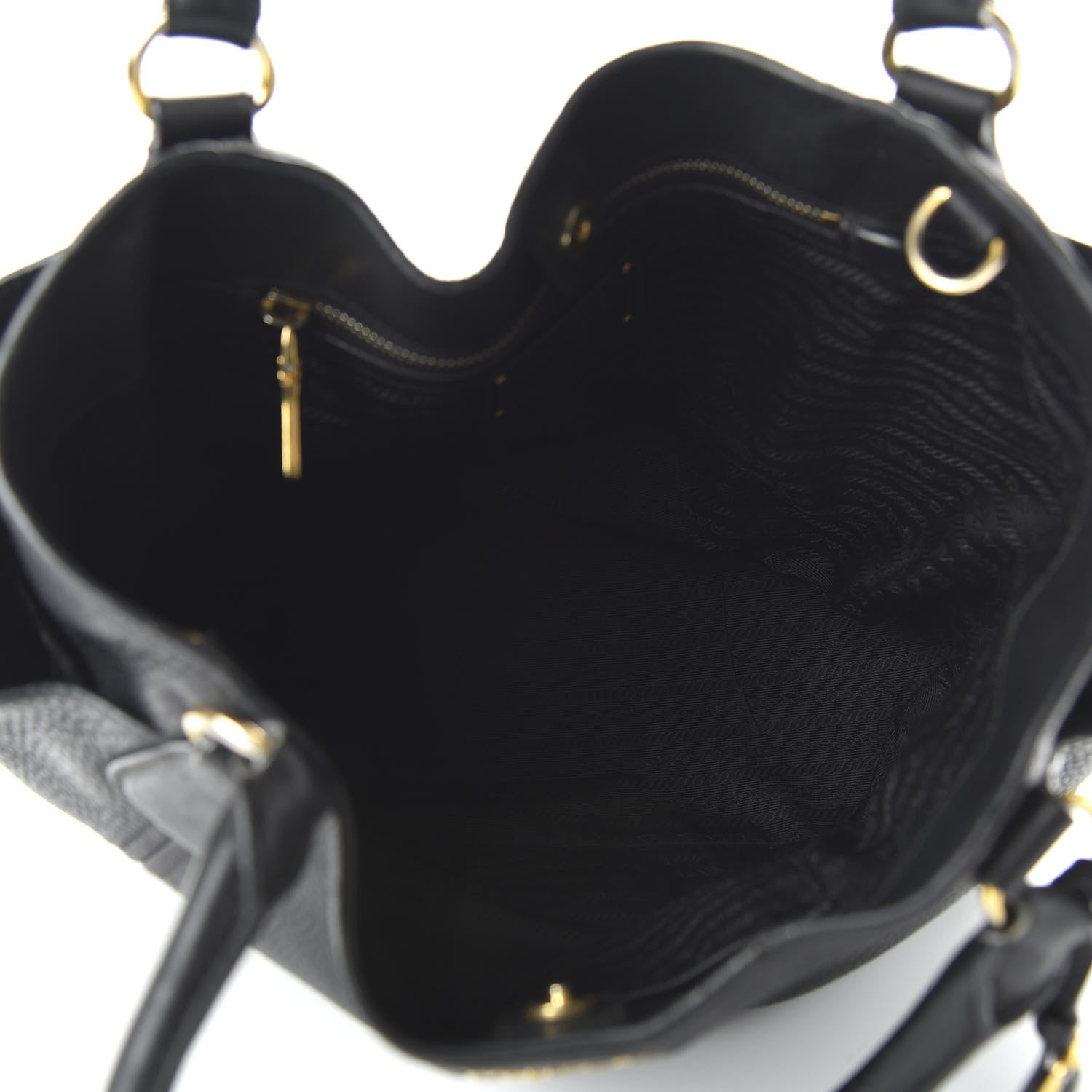 Prada Vitello Daino Side Pocket Tote Black 6 of 16