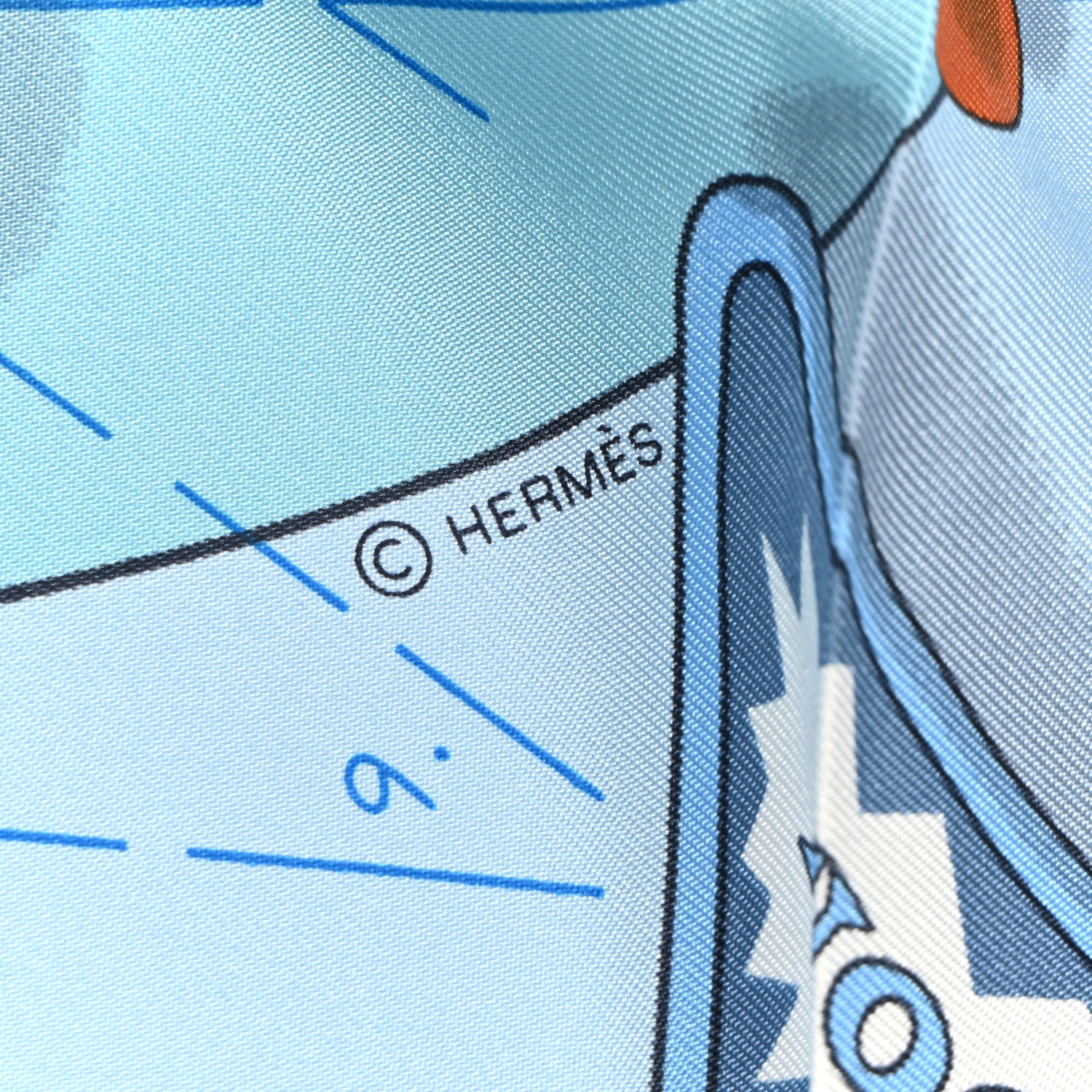 Hermes Silk Tea For Two Scarf 90 Gris Perle Bleu Ciel 3 of 5