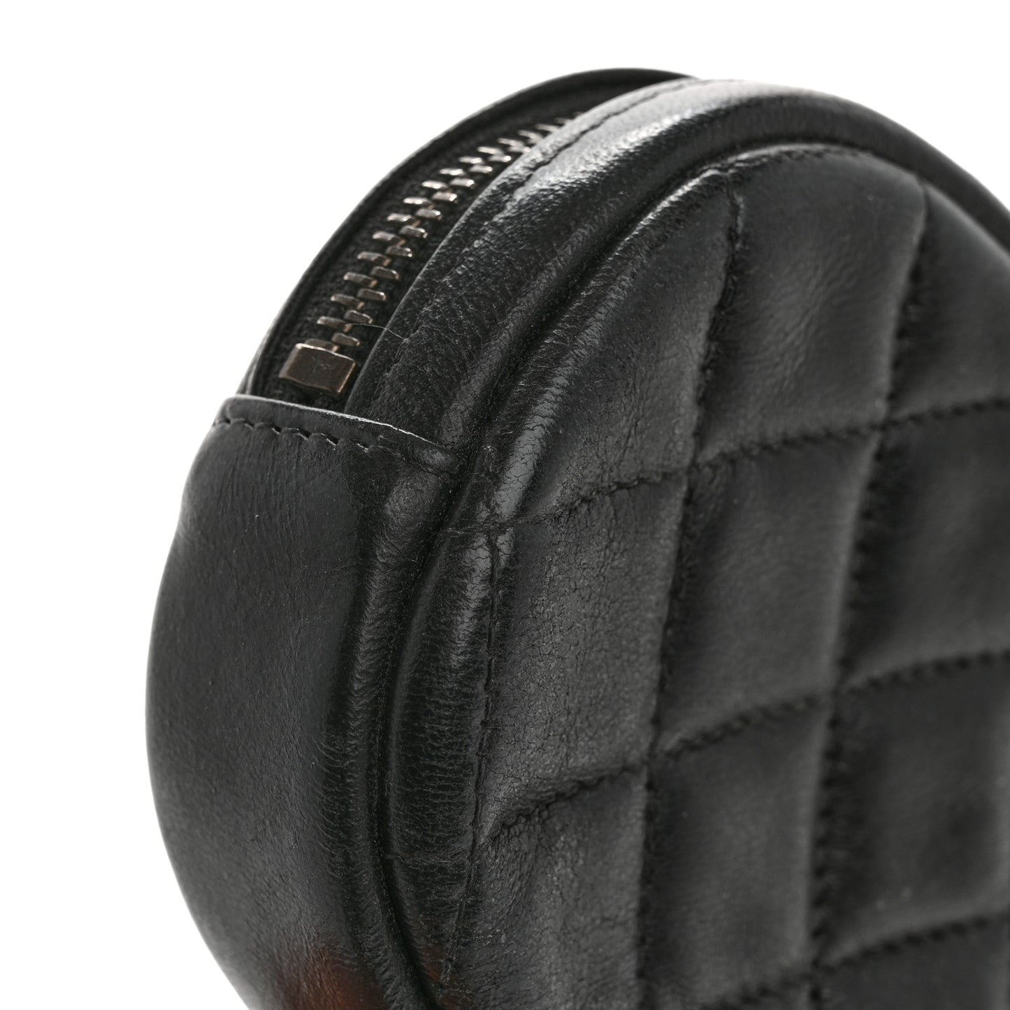 Lambskin Quilted Zip Around Classic Coin Purse Black