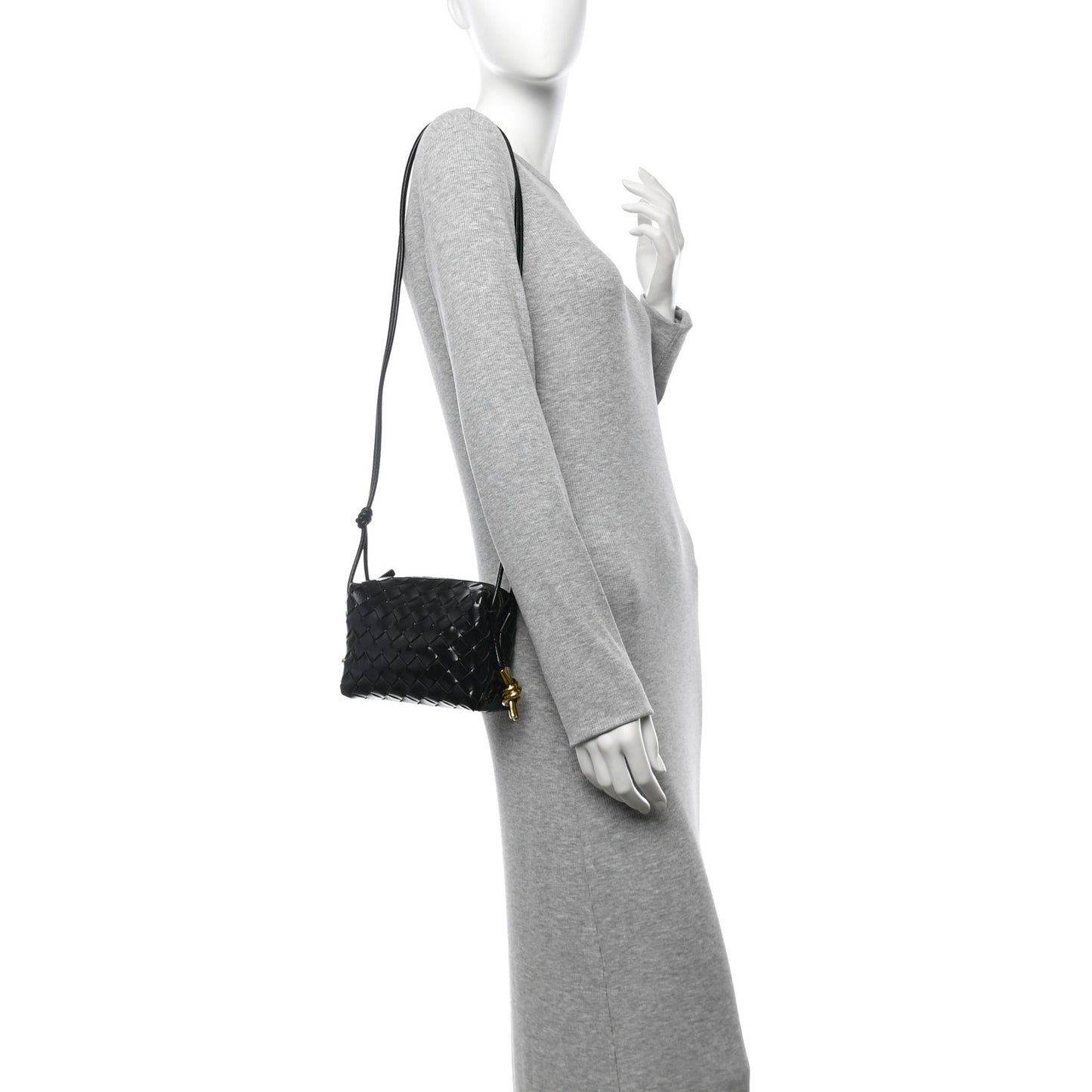 Nappa Intrecciato Metallic Knot Mini Loop Camera Bag Black