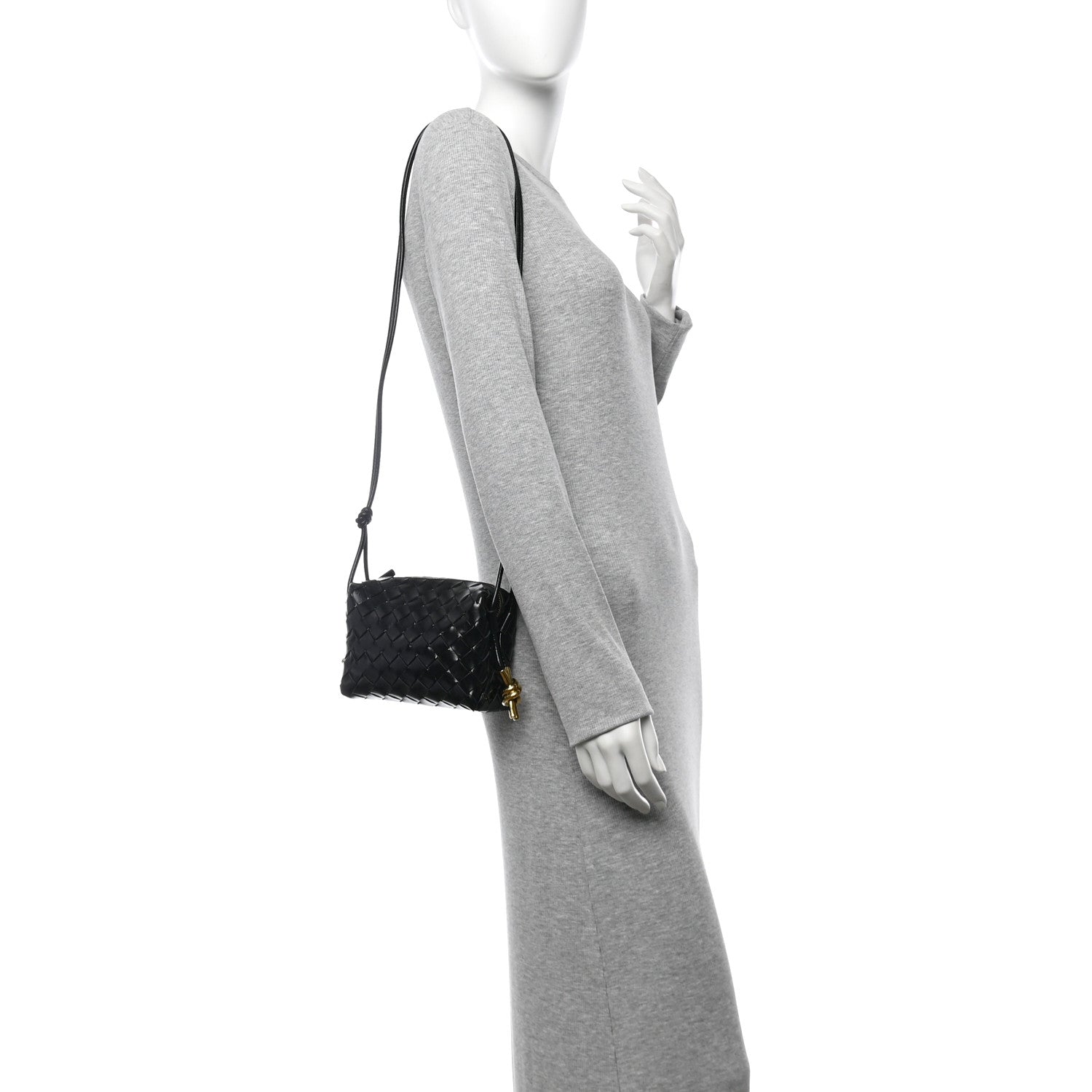Bottega Veneta Nappa Intrecciato Metallic Knot Mini Loop Camera Bag Black 2 of 9