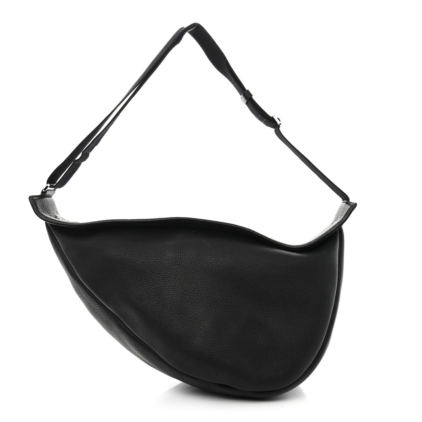 Grained Calfskin Large Slouchy Banana Bag Black
