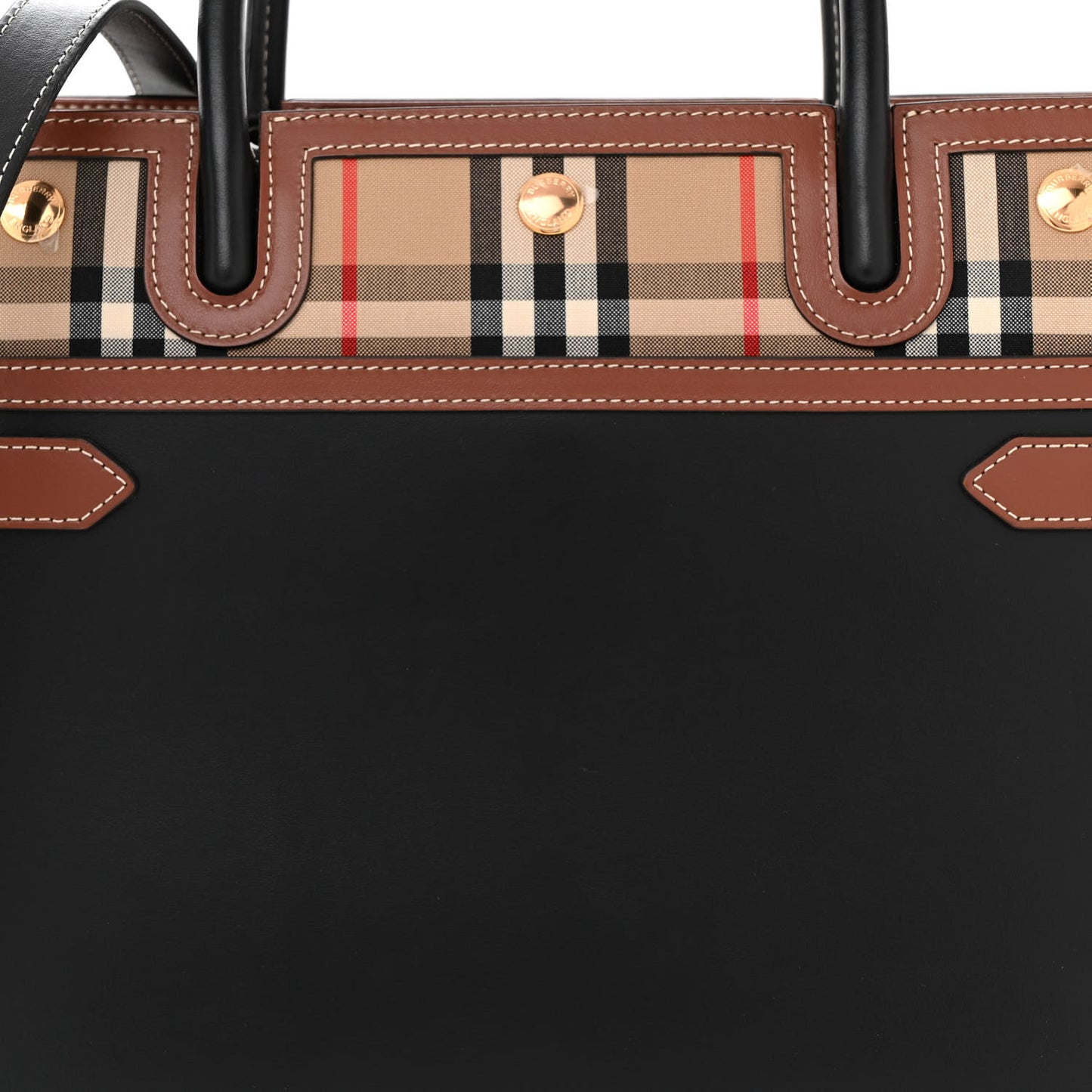 Calfskin Vintage Check Small Two Handle Title Bag Black
