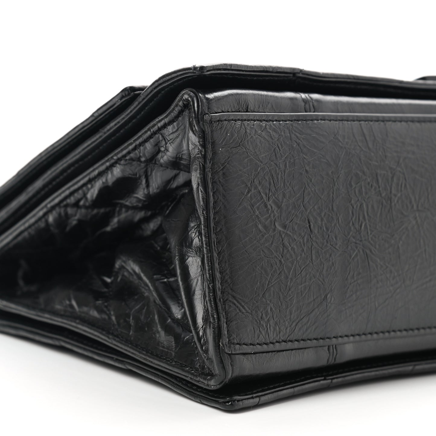 Crushed Calfskin Quilted Matte Black Hardware Medium Crush Chain Bag Black