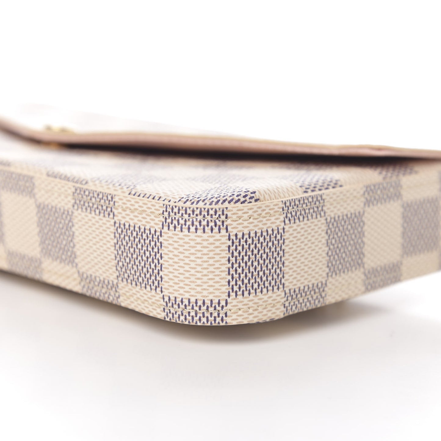 Damier Azur Pochette Felicie Chain Wallet Rose Ballerine