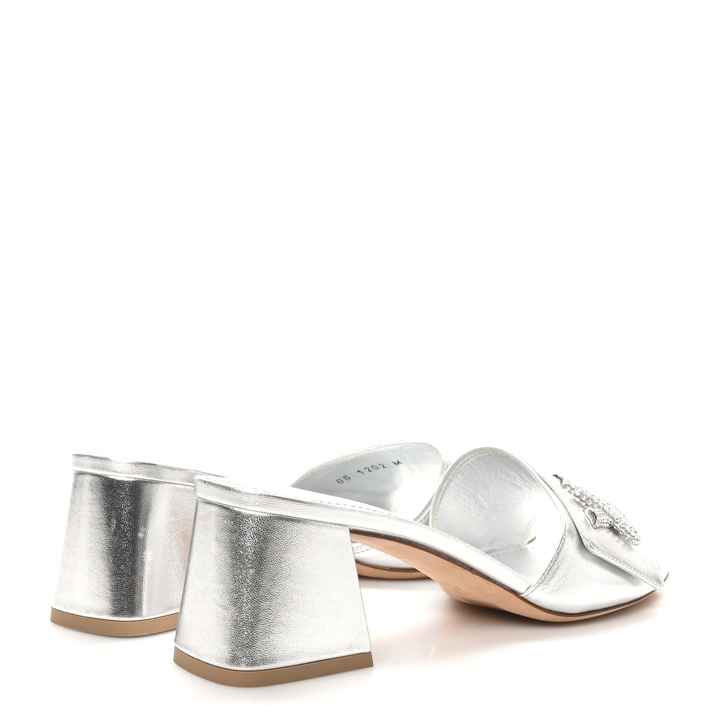 Metallic Calfskin Shake 5.5cm Mule 36.5 Silver