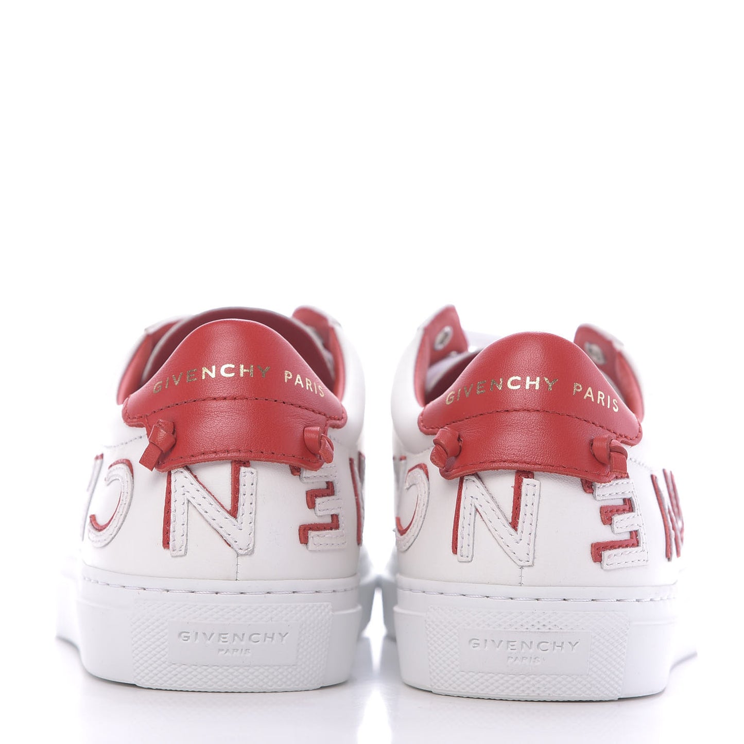 Calfskin Reverse Logo Womens Urban Street Sneakers 36.5 White Red
