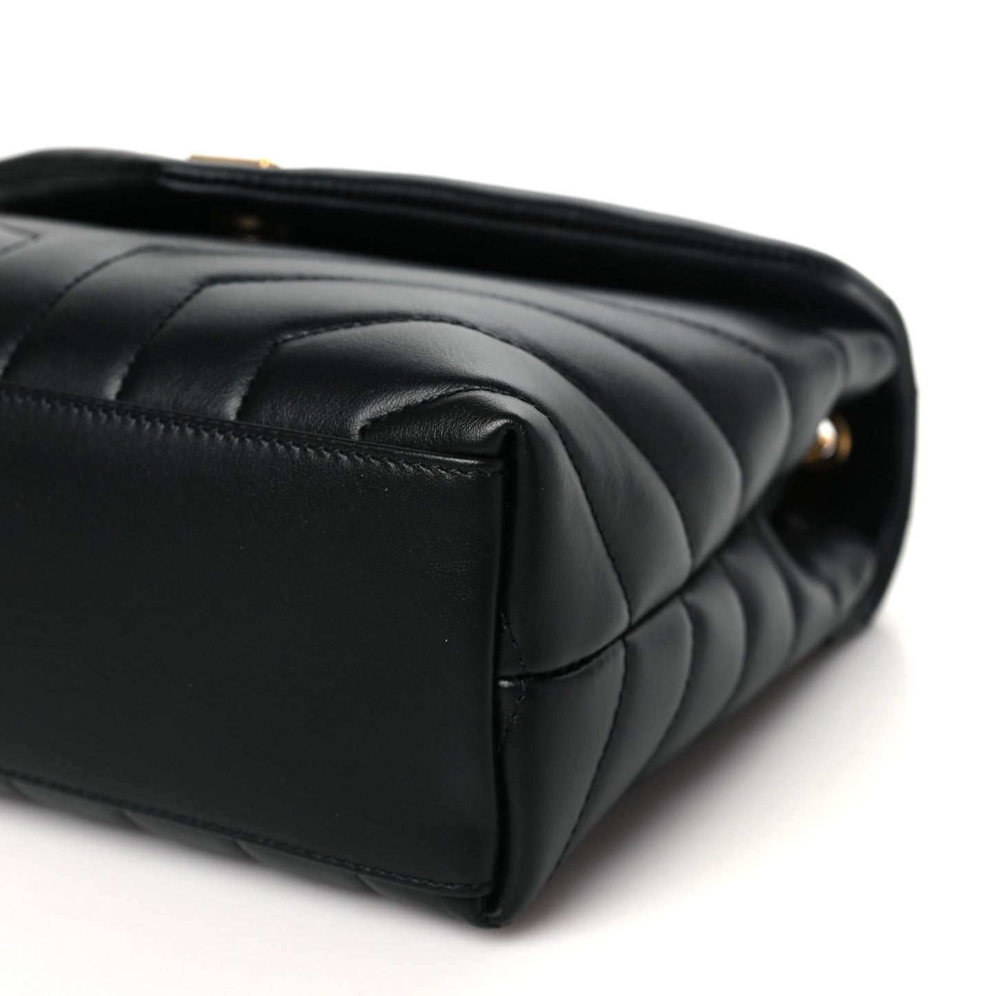Calfskin Y Quilted Monogram Small Loulou Chain Satchel Black