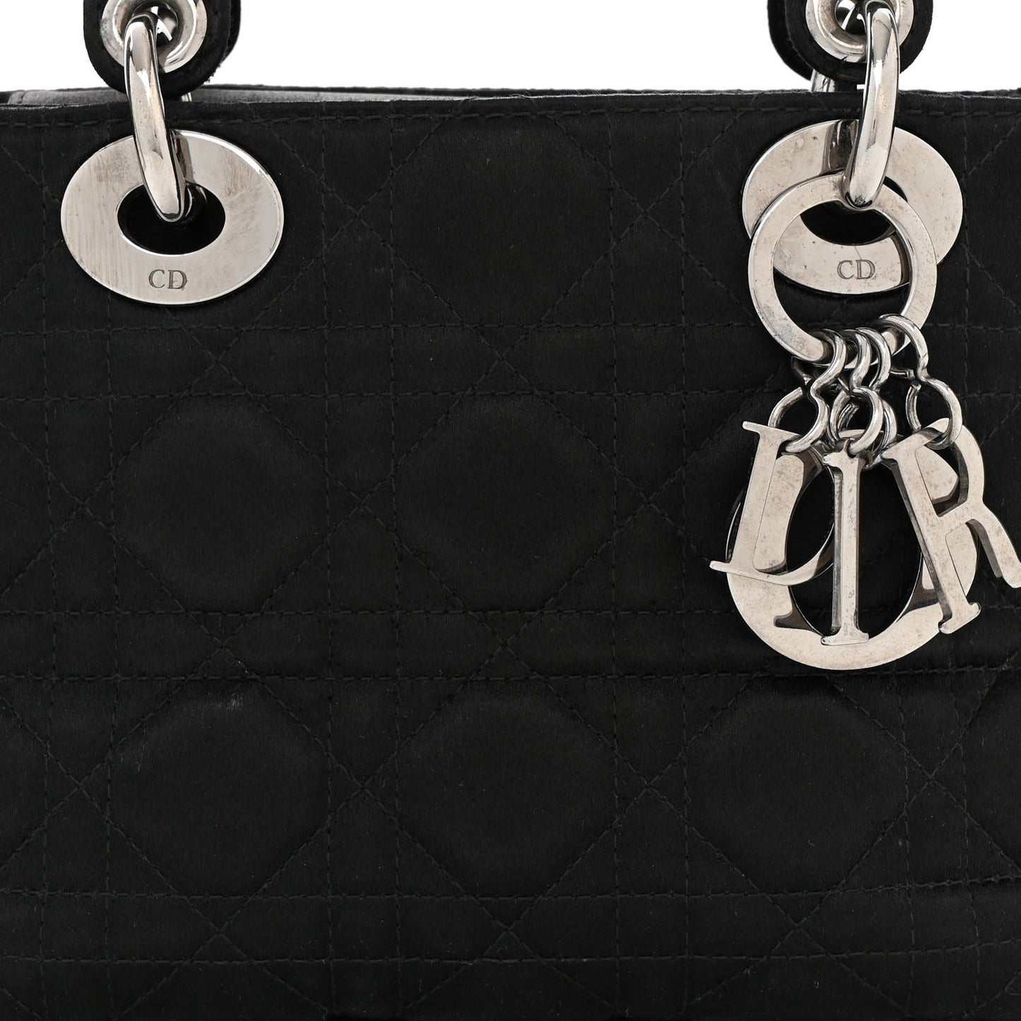 Satin Cannage Mini Lady Dior Black