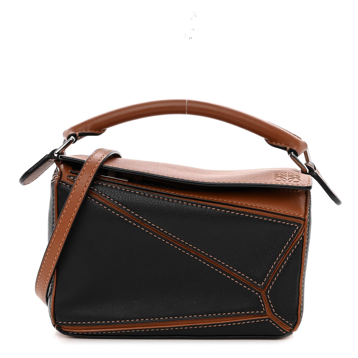 Calfskin Mini Puzzle Bag Tan Black