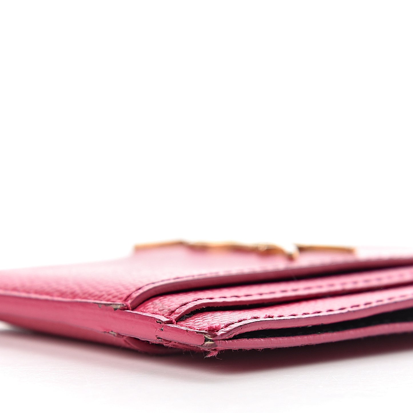 Grain De Poudre Monogram Credit Card Case Fuschia