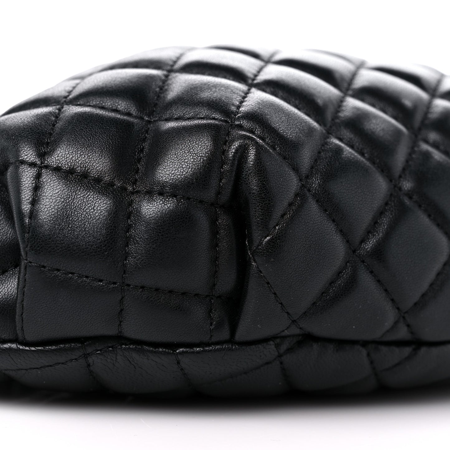 Lambskin Quilted Banane Waist Bag Fanny Pack Black