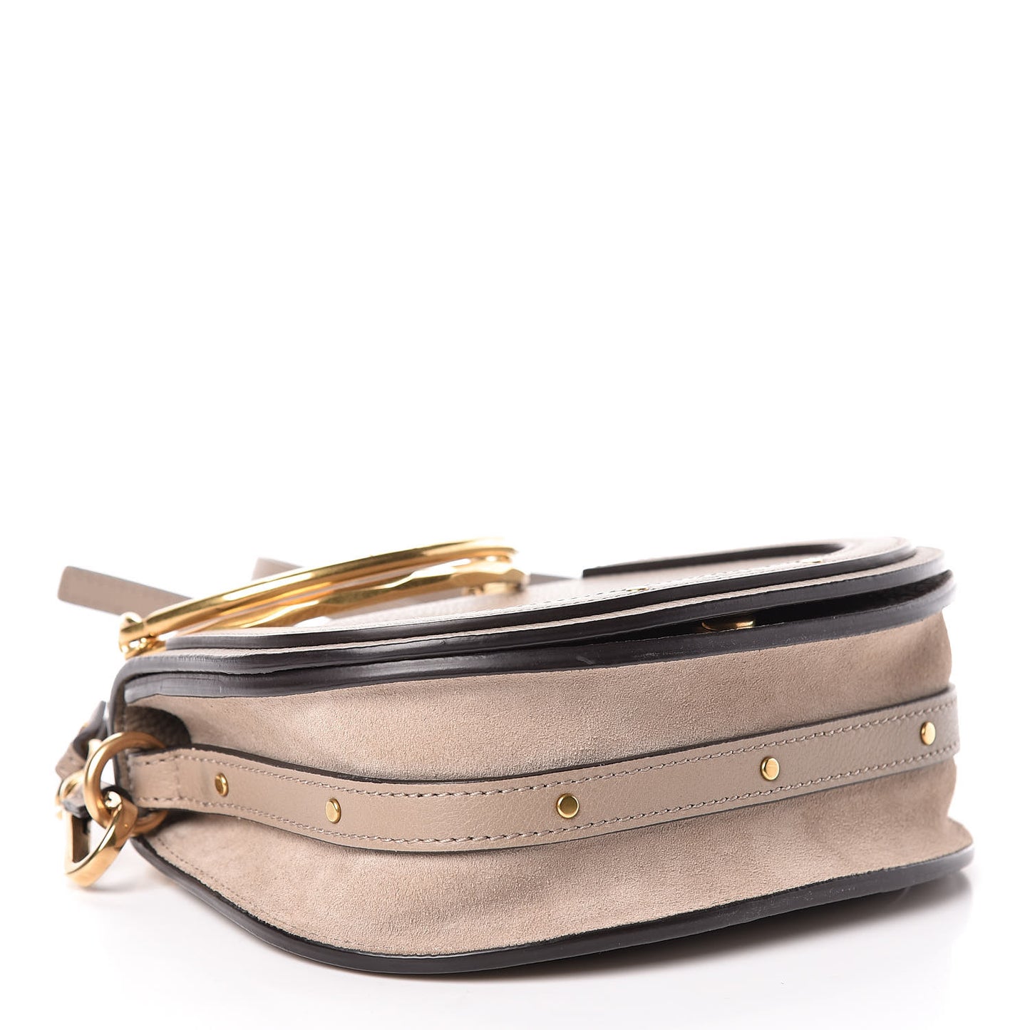 Calfskin Suede Small Nile Bracelet Bag Motty Grey