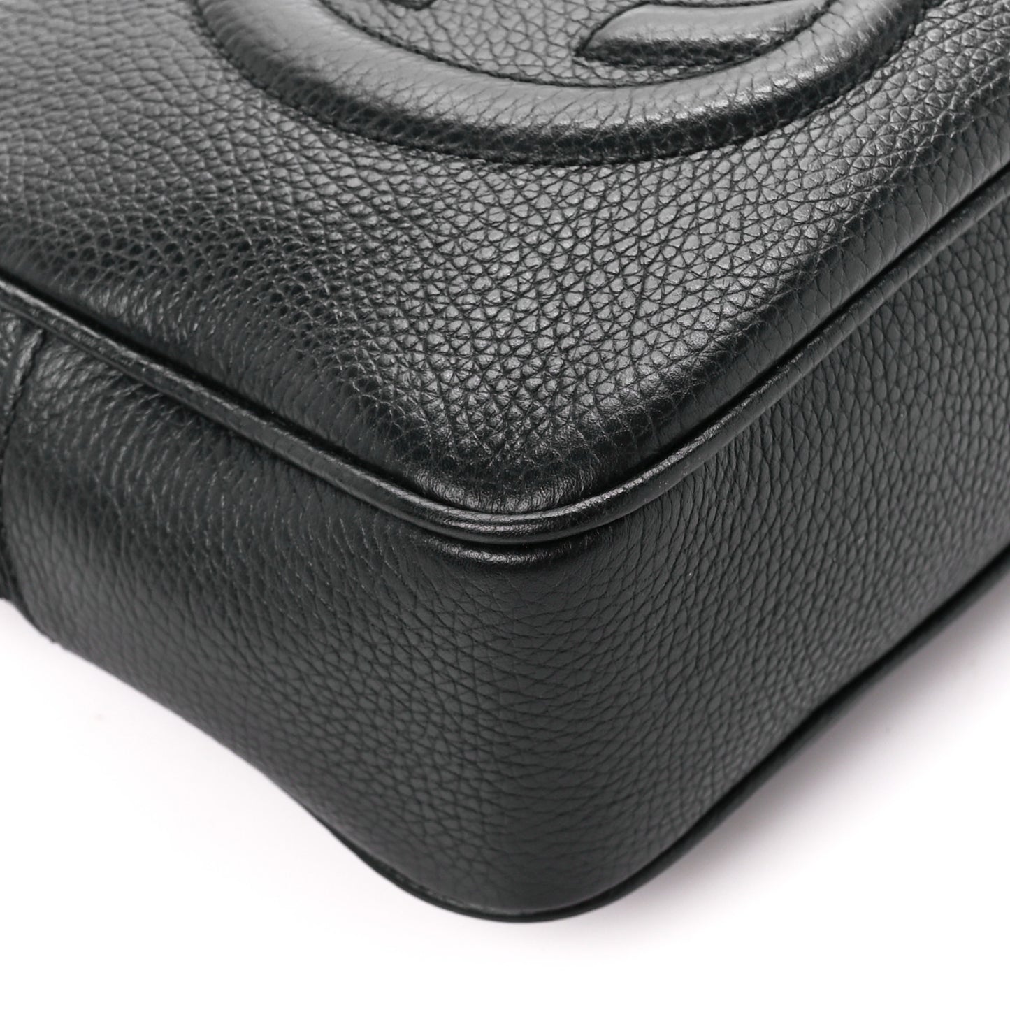 Pebbled Calfskin Small Soho Disco Bag Black