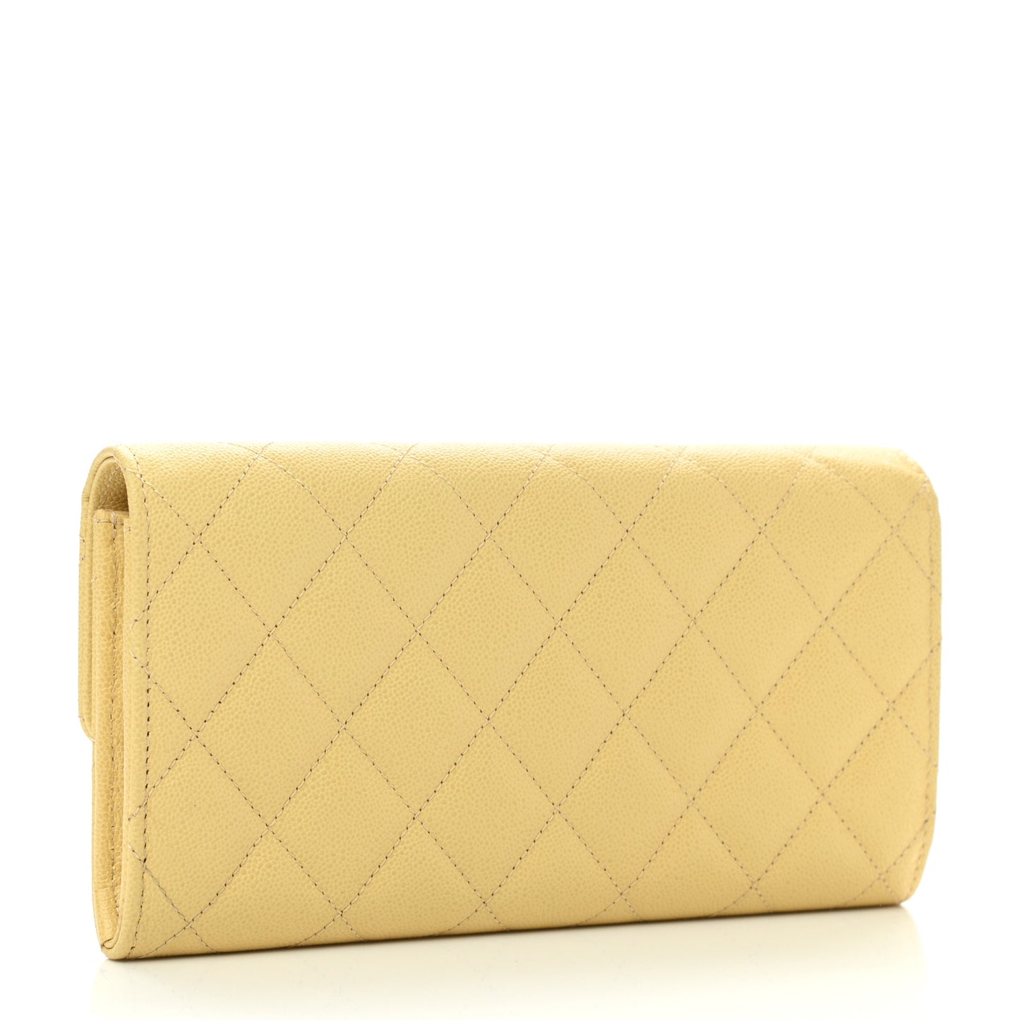 Caviar Quilted CC Flap Wallet Yellow
