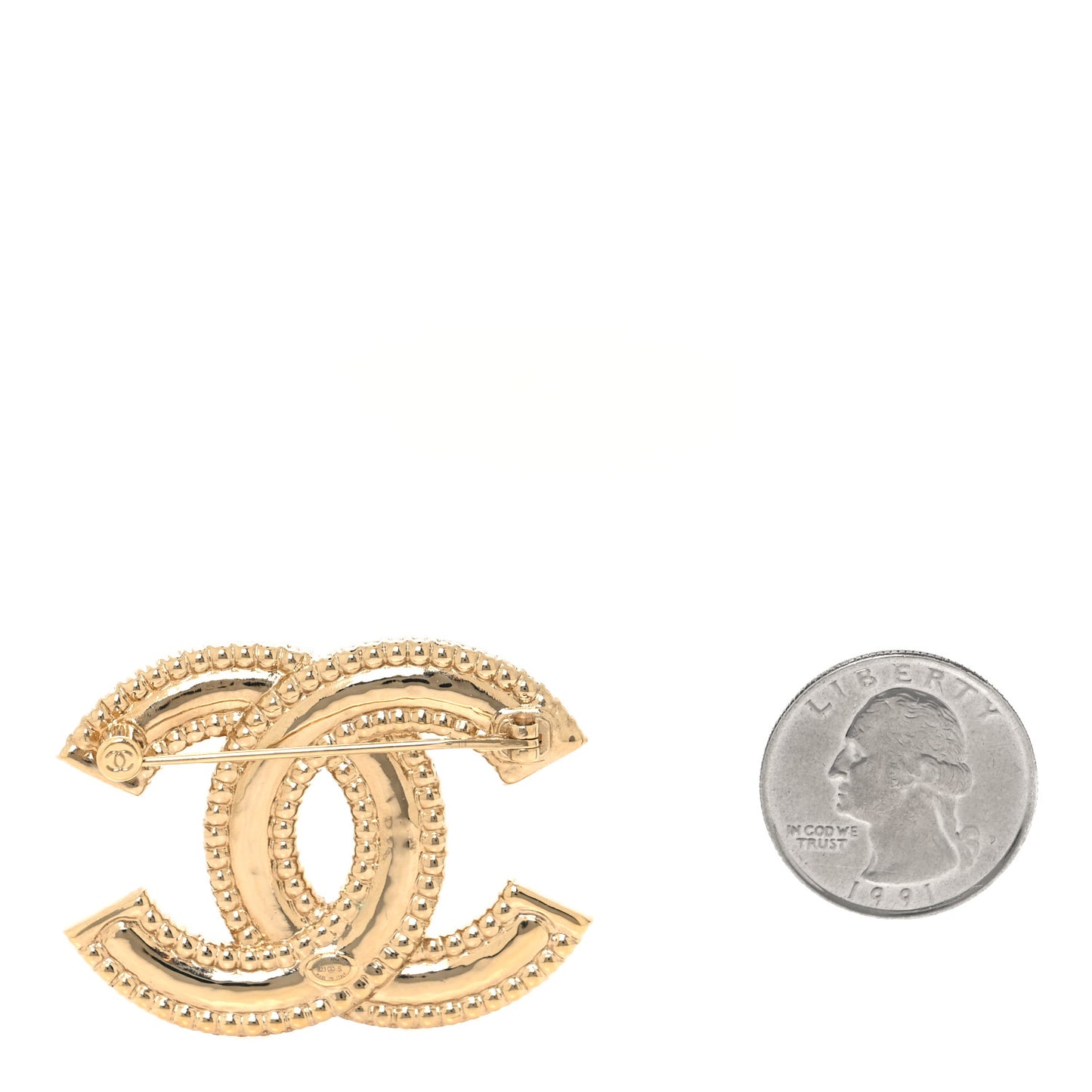Crystal CC Brooch Light Gold