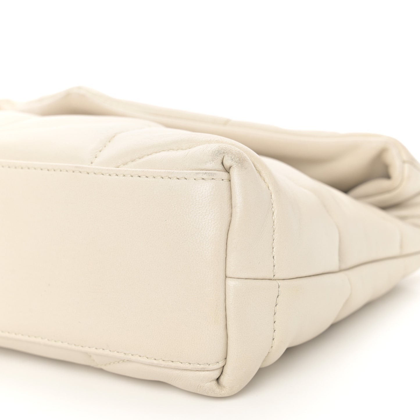 Lambskin Quilted Mini Loulou Puffer Monogram Chain Satchel Crema Soft
