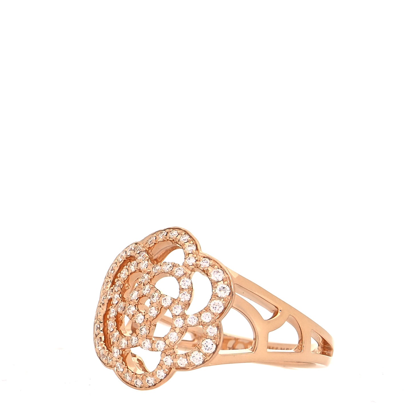 18K Rose Gold Diamond Camellia Ring 58 8.5