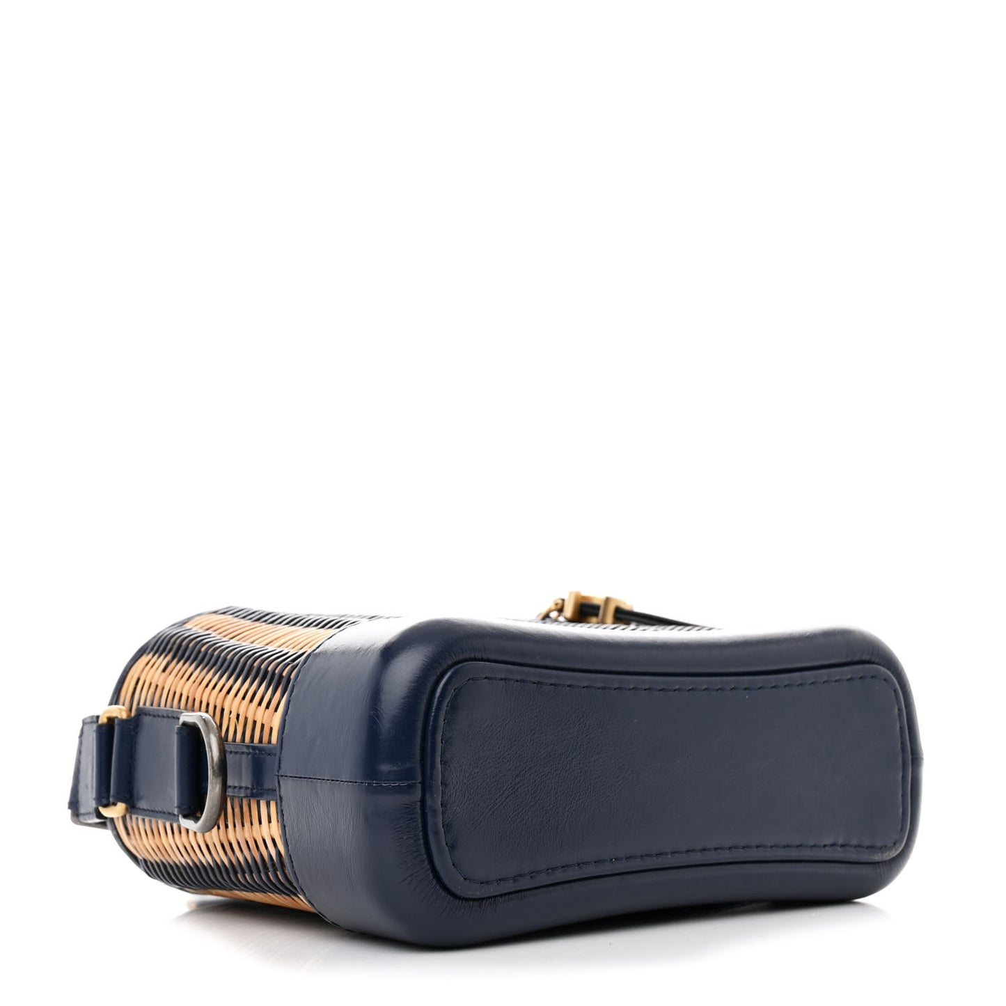 Rattan Calfskin Small Gabrielle Hobo Beige Navy