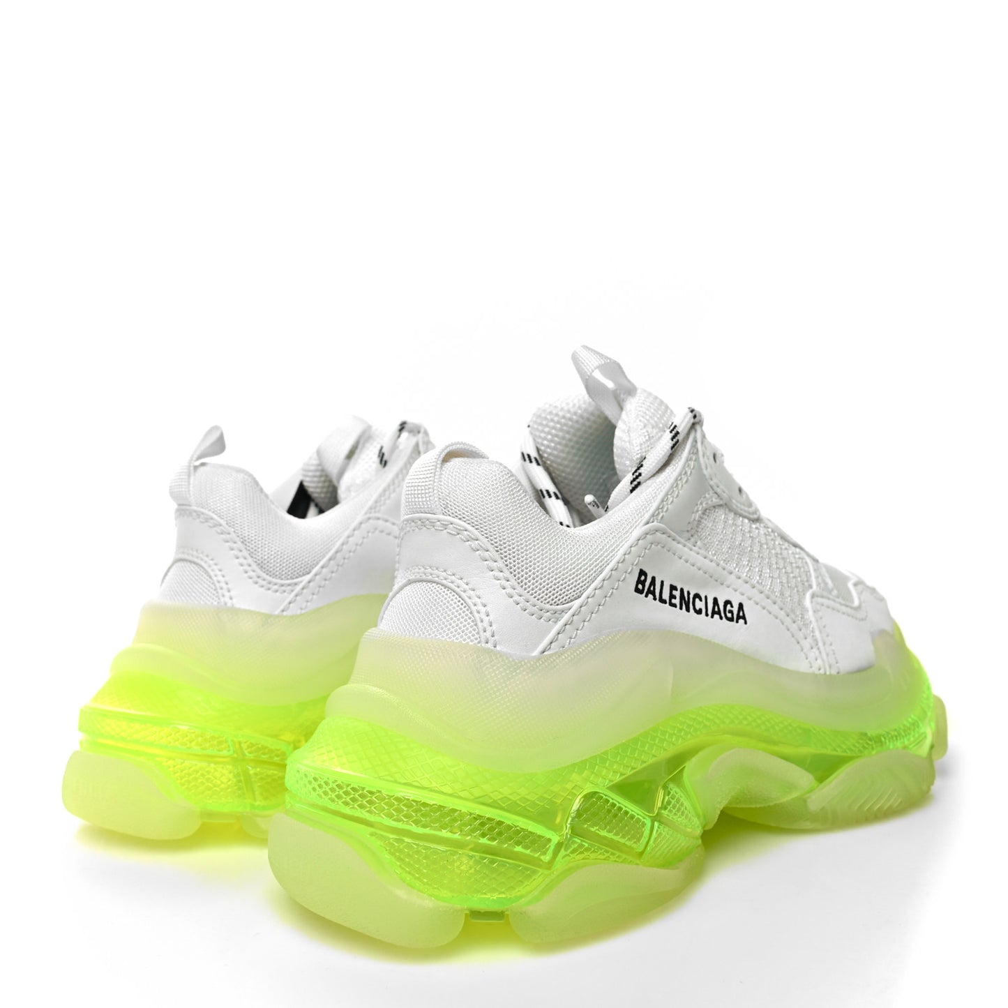 Fabric Mesh Clear Sole Fluo Womens Triple S Sneakers 35 White Fluo Yellow