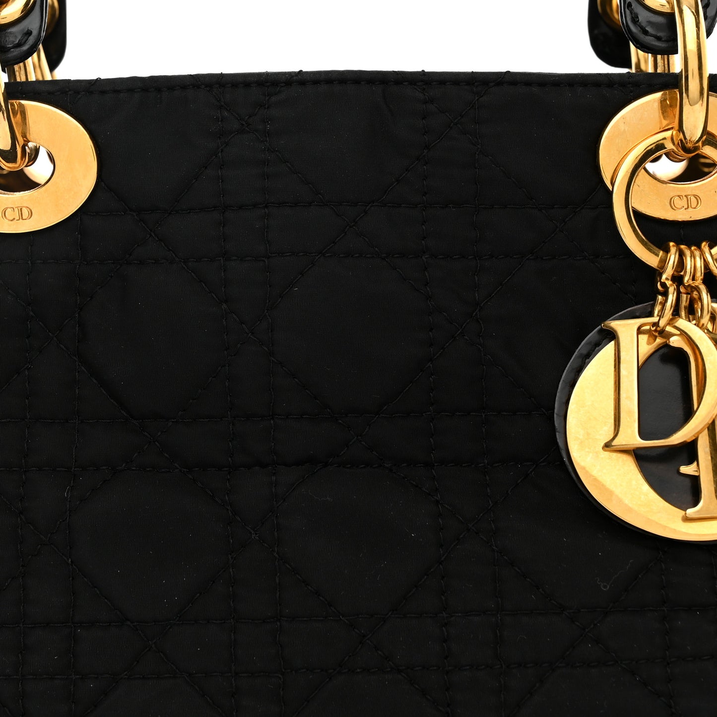 Nylon Cannage Medium Lady Dior Black