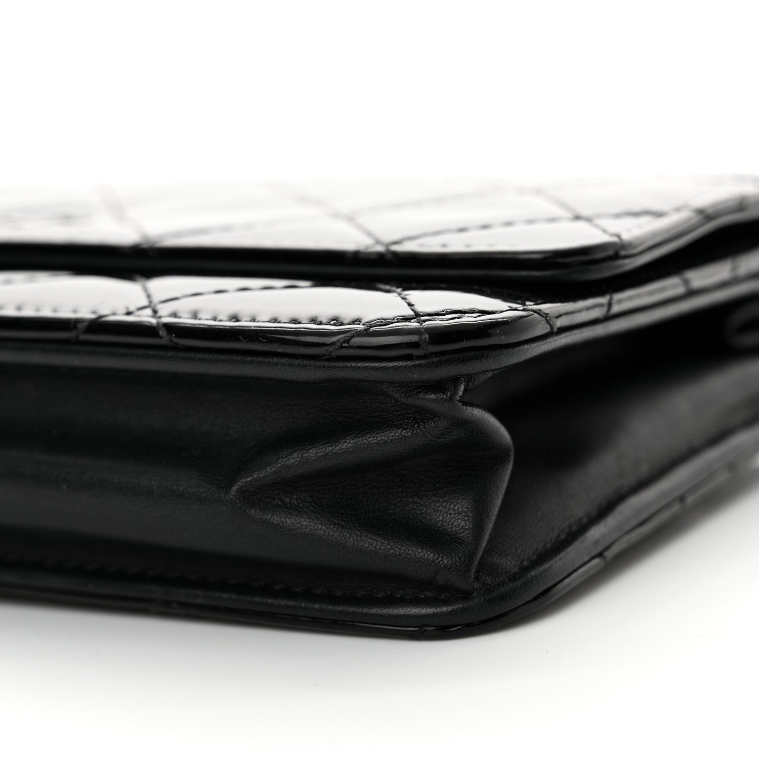Chanel Patent Calfskin Quilted Wallet On Chain WOC Black 11 of 14
