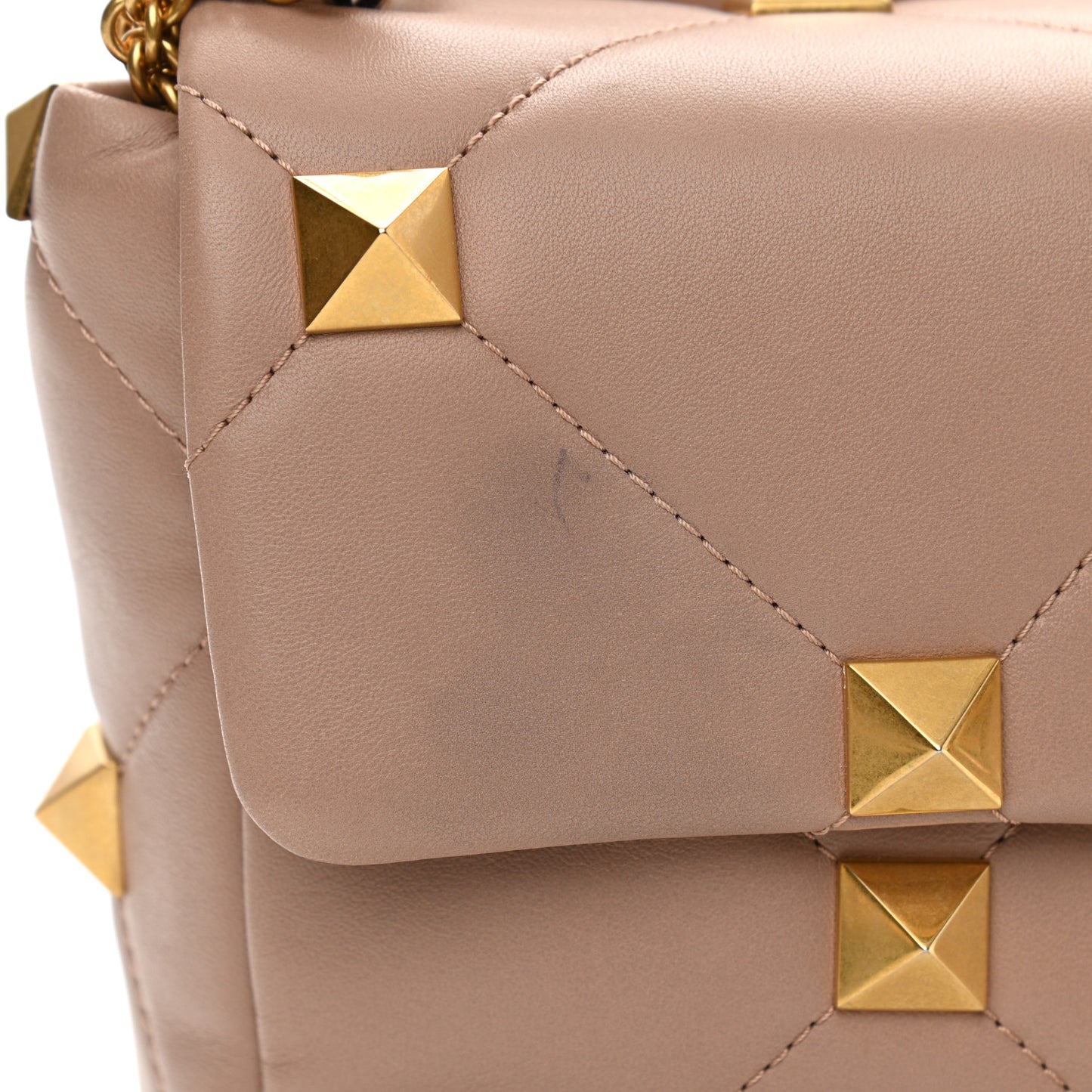 Nappa Large Roman Stud Shoulder Bag Rose Cannelle