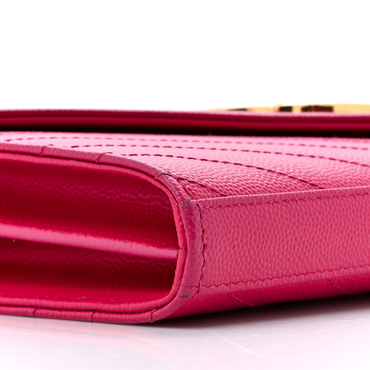 Grain De Poudre Matelasse Chevron Monogram Chain Wallet Hot Pink